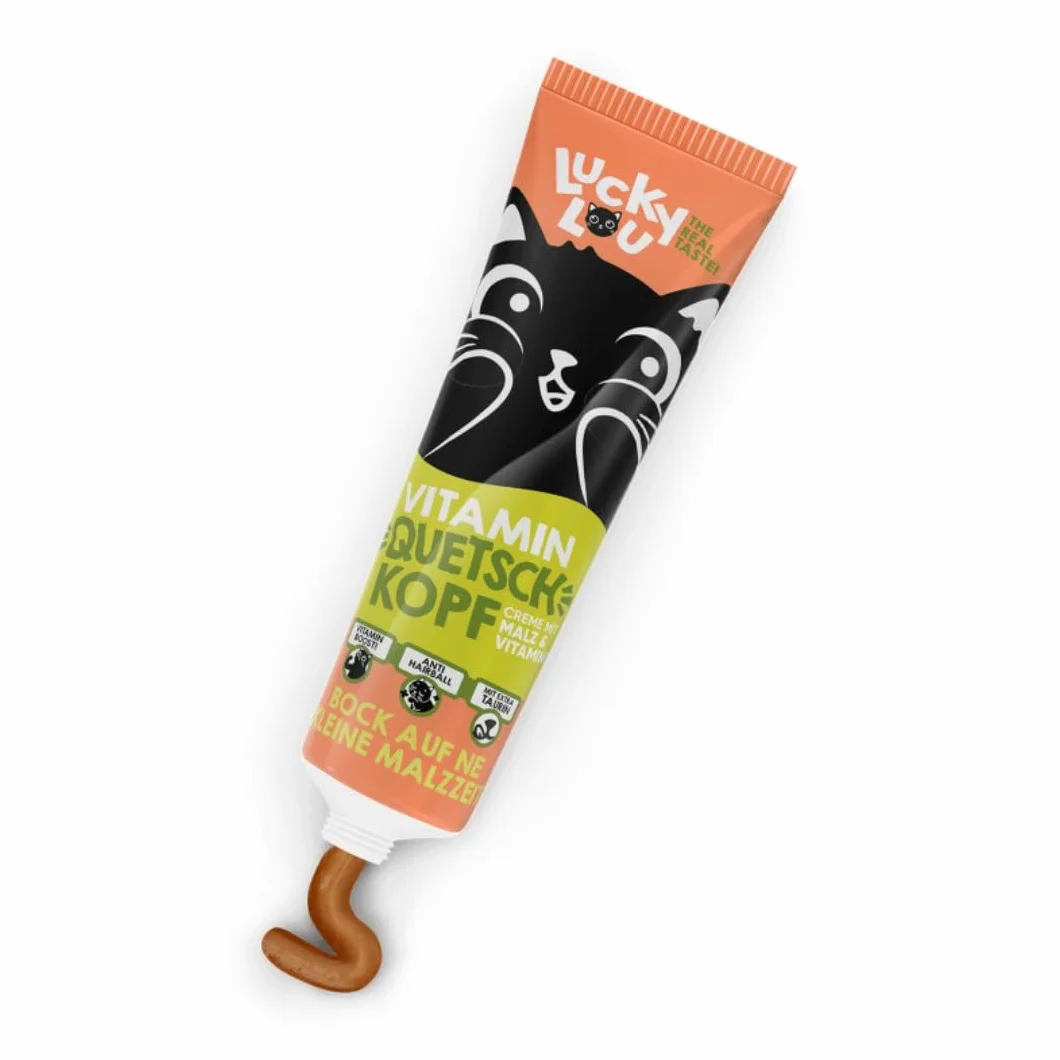 ANIMALUJOS Malta en Tubo para Gatos Lucky Lou, 100 g, Vitamínica y Antibolitas de Pelo, Fácil de Usar para Gatos de Todas Las Edades - Lucky LOU