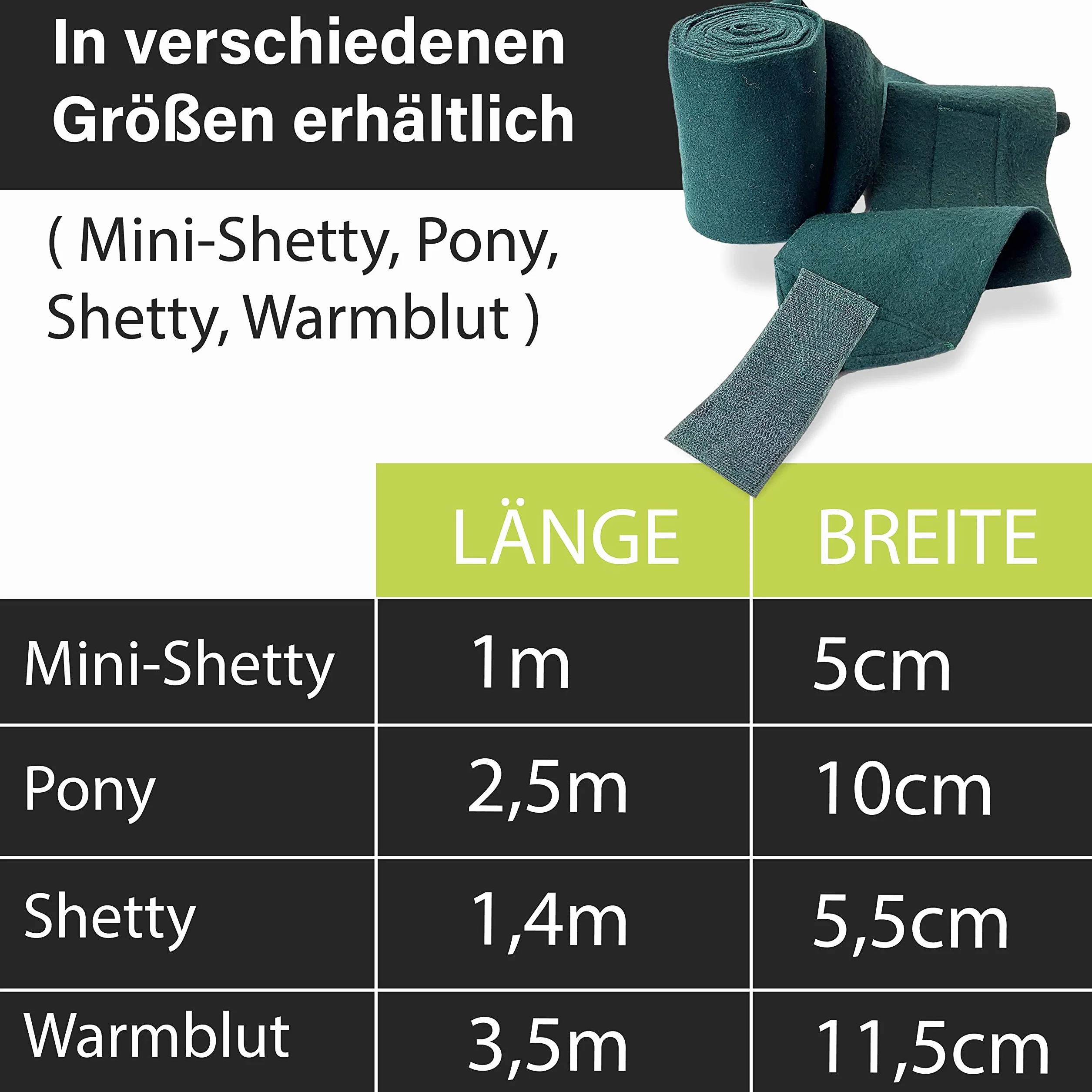 Vendas para caballo de forro polar con cierre – vendajes de forro polar caballo en juego de 4 unidades con práctica bolsa de almacenamiento (sangre caliente (Full), verde oscuro)