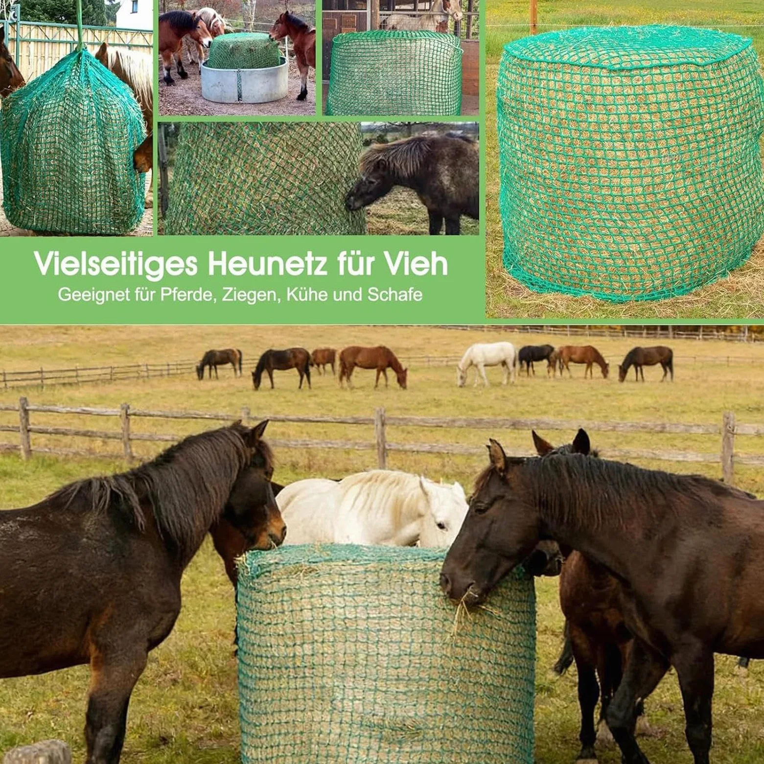Red de Heno para Caballos Organizador De Alimento Para Caballos | Bolsa Malla Alimento Ovejas Para Pesebres, Paddocks, Veterinarios, Establos, Escuelas Ecuestres Y