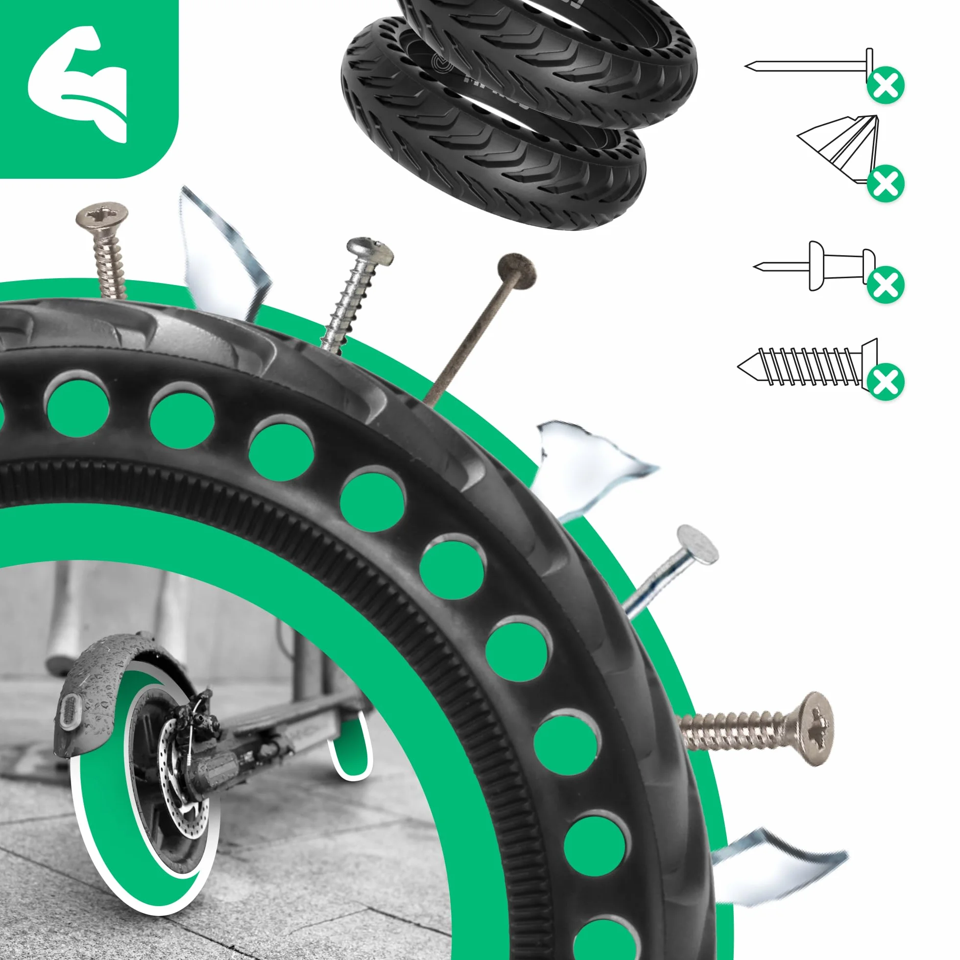 MOOVMOOV Ruedas Macizas 8,5 Pulgadas Antipinchazos para Patinete Xiaomi M365 Pro Pro 2 Essential Light 1S Mi 3 Cecotec