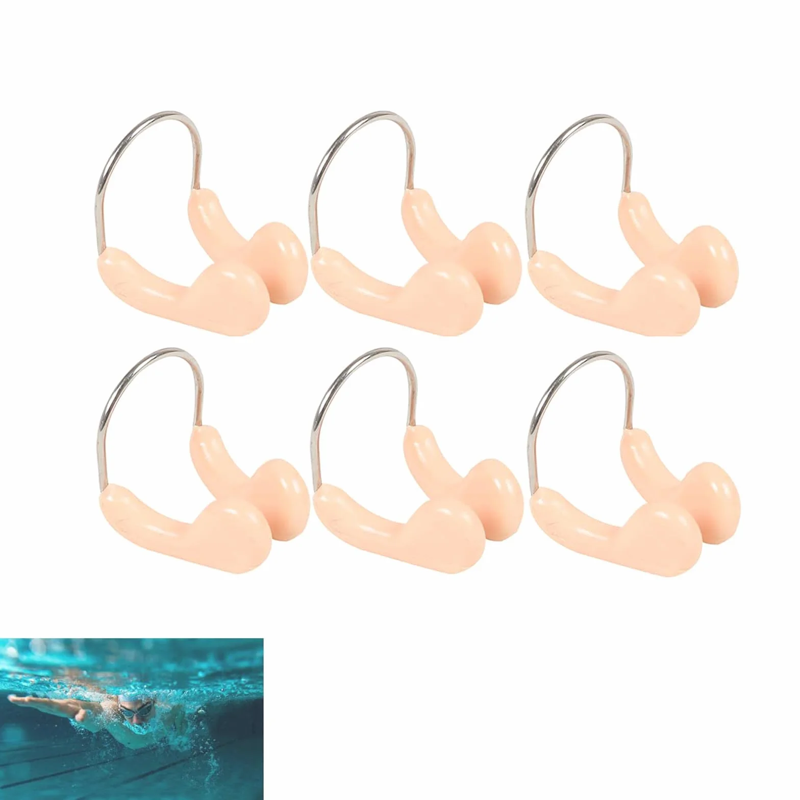 Pinza de Nariz de Natación de Silicona para Adultos, 6 PCS Tapones Nasales Impermeables