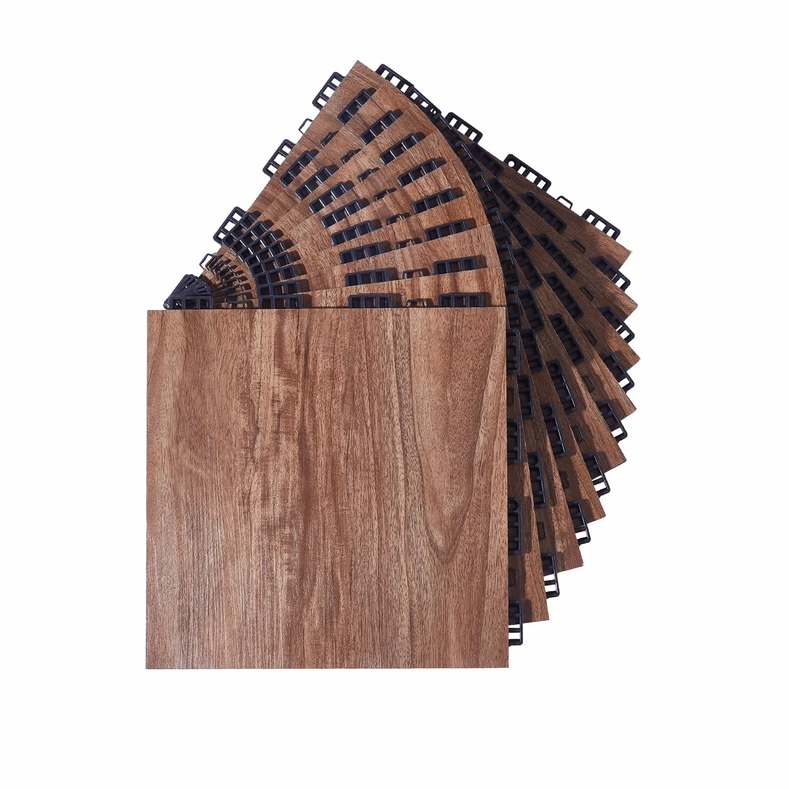 VEVOR Suelo de Baile Portátil PP PVC 9 Piezas Entrelazadas 315x315x17,2 mm Veta de Madera de Roble