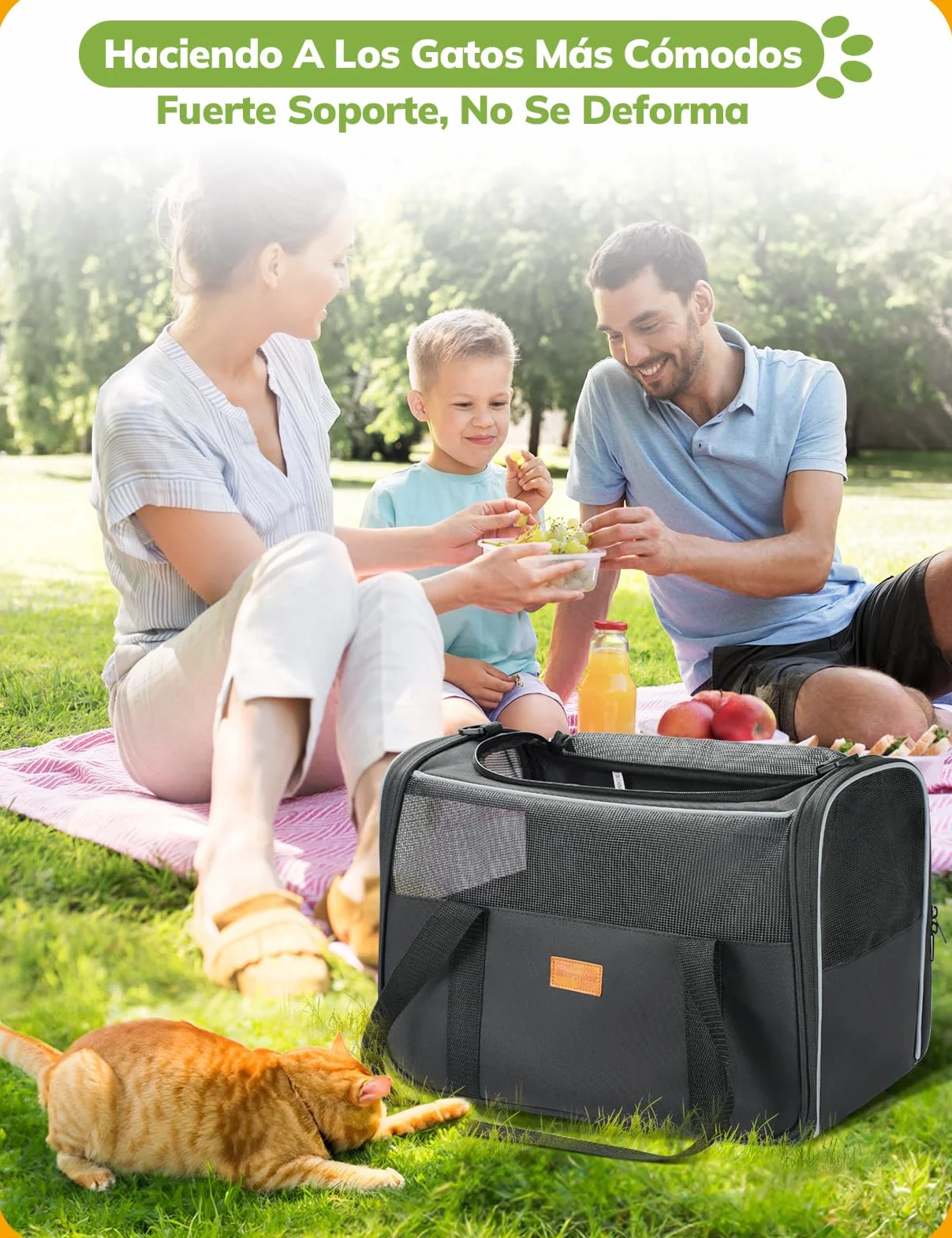 Morpilot Transportín Perro y Gato, Bolsa de Transporte Plegable y Transpirable con Correa de Hombro Ajustable, Ideal para Gatos y Mochila de Viaje para Perros Pequeños