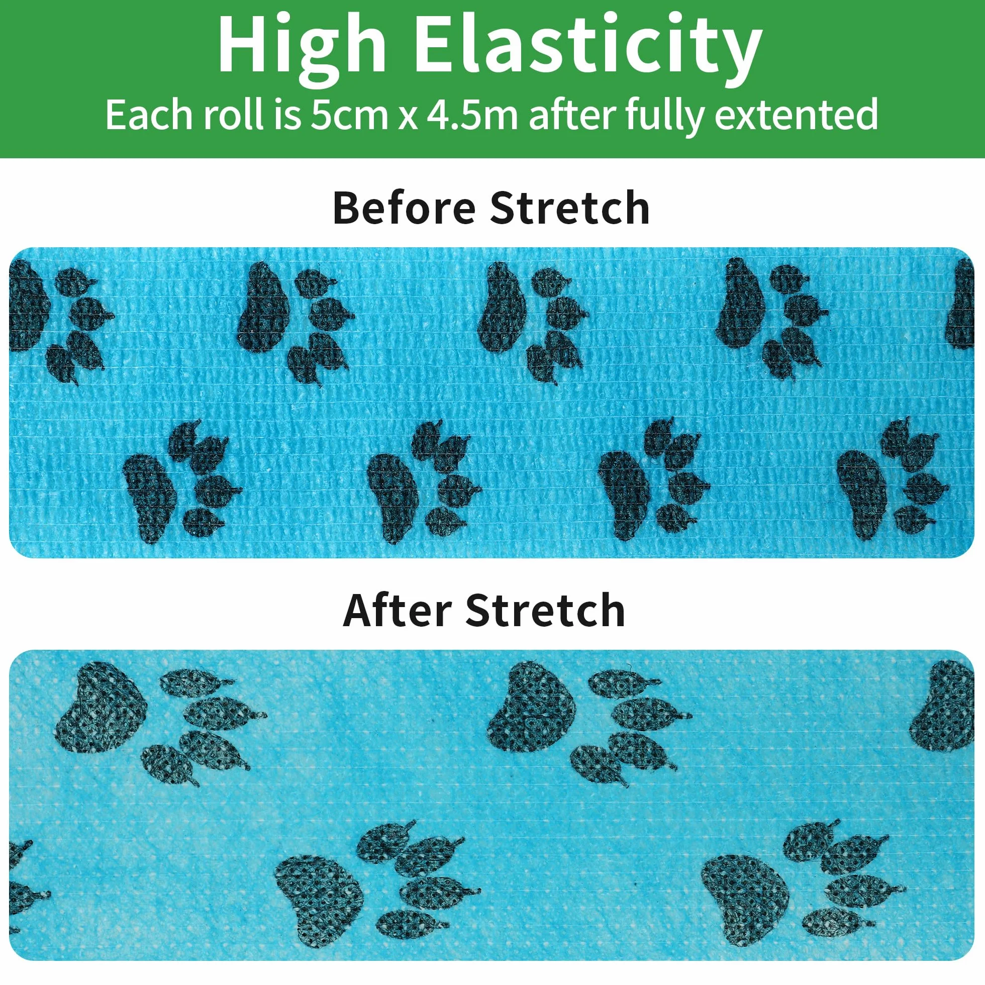 LCXCXY Vendas Autoadhesivas, Venda Cohesiva para Mascotas, 12 Rollos de 5CMX4.5M Venda Cohesiva, Venda Elastica Adhesiva para Gatos, Perros, Caballos y Otros Animales, Venda Autoadhesiva Veterinaria