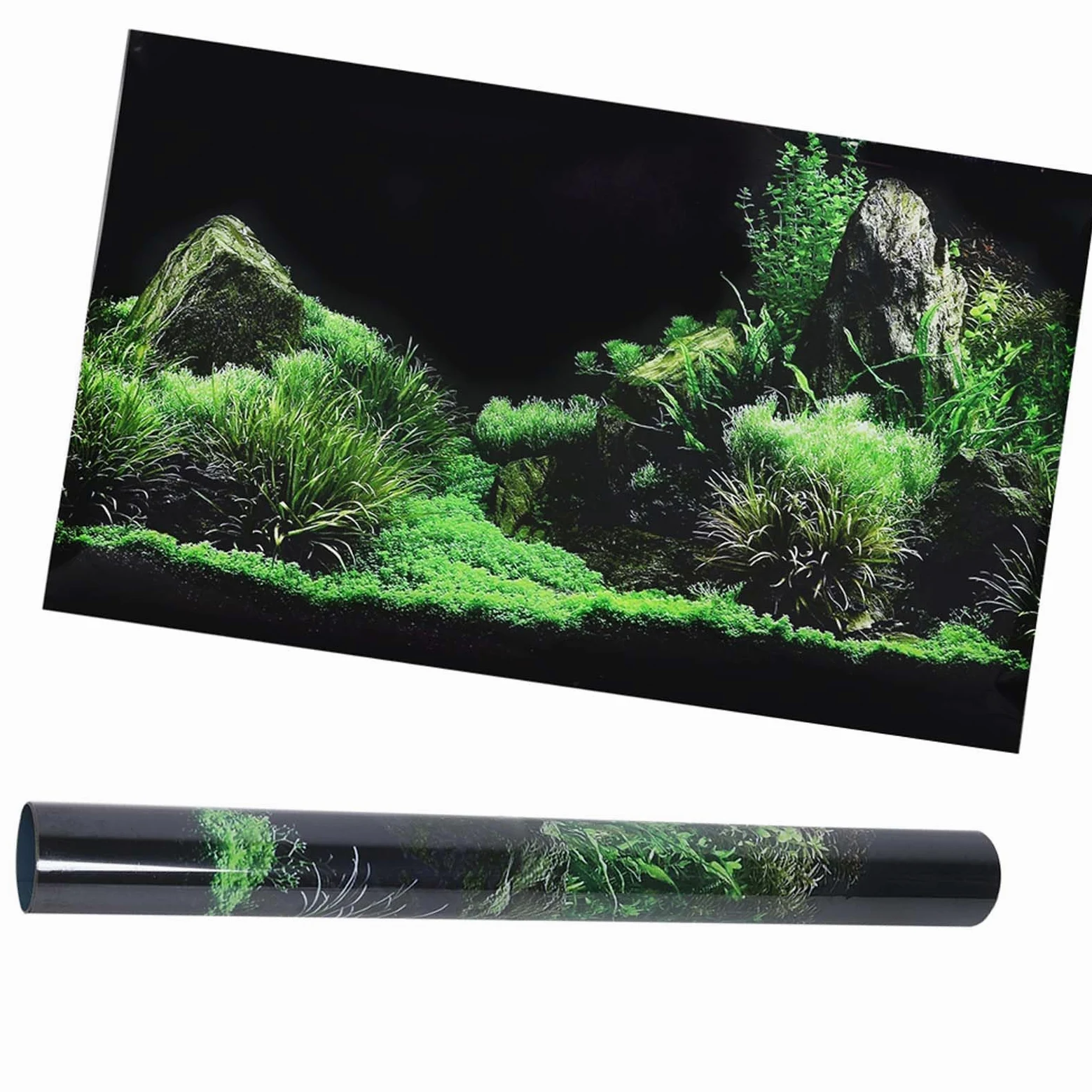 Ejoyous Fondo de acuario, PVC autoadhesivo, fondo de mar, agua, hierba, decoración de fondo, pintura de PVC, pegatinas 3D, submarinas, decoración de acuario, fondos de decoración para acuarios (61 x