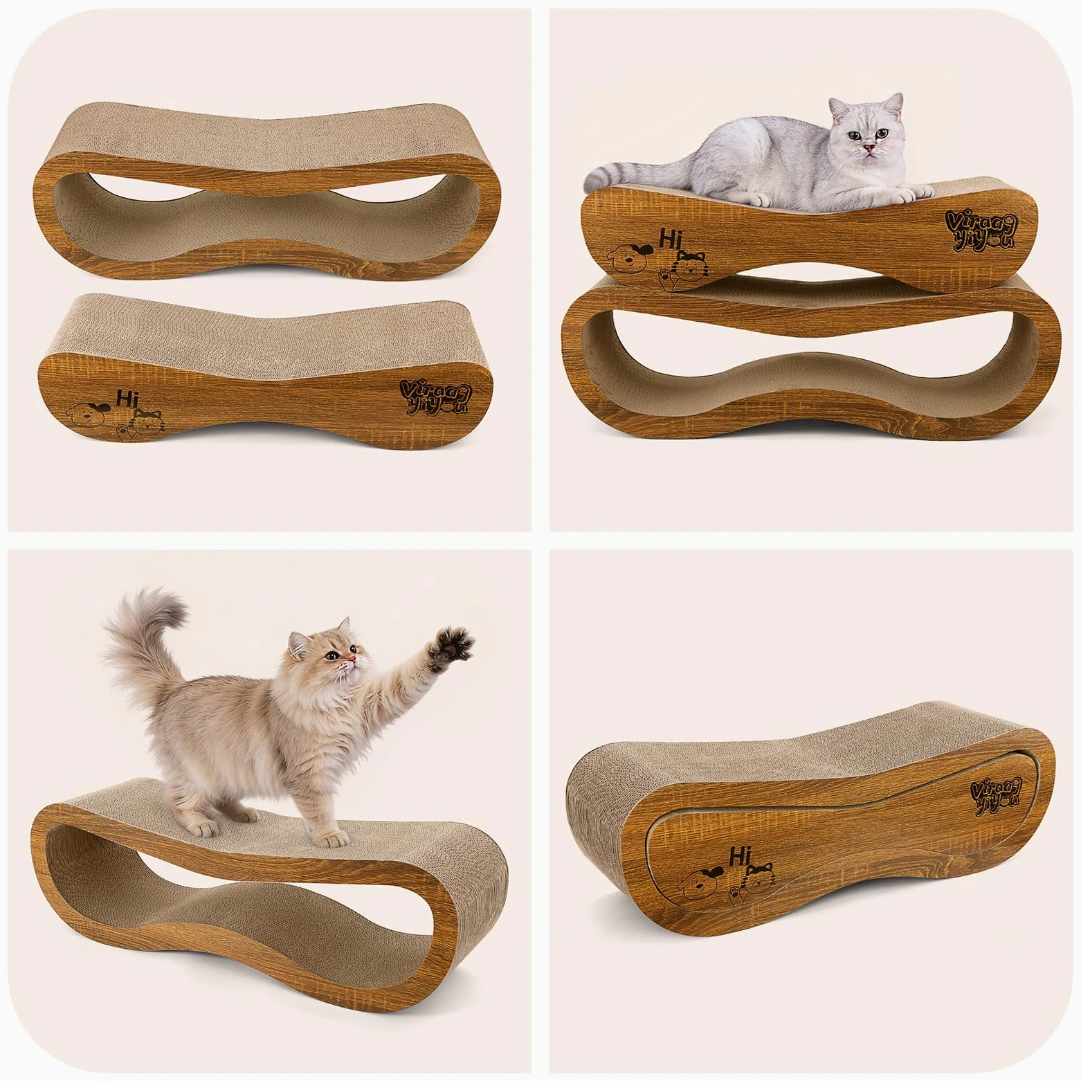 Rascador para Gatos 2 en 1, Tablero rascador Premium, Juego de rascadores, Poste rascador Resistente a arañazos (Grande (70 cm de Largo x 23 cm de Alto) y pequeño (62 cm de Largo x 15 cm de Alto)