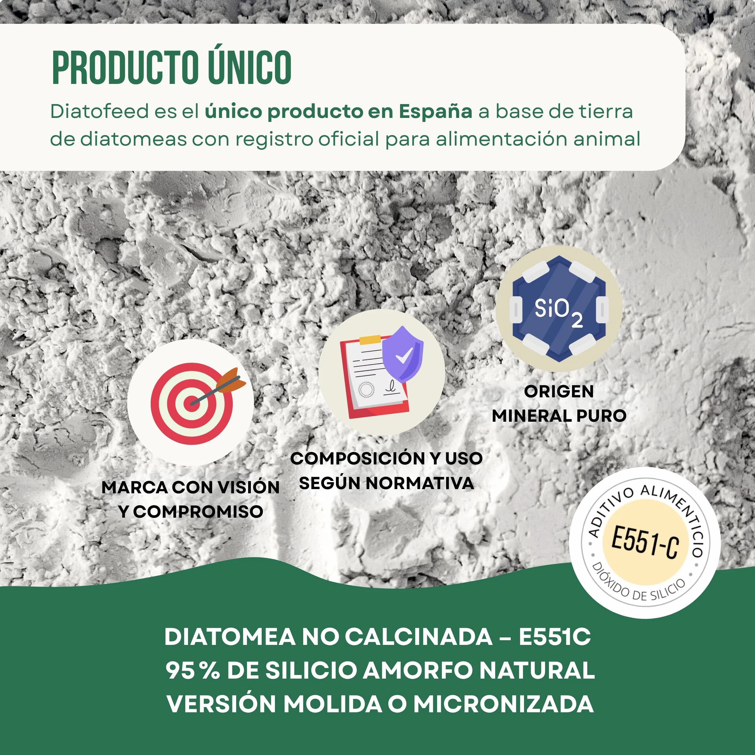 ECO Tierra de Diatomeas® Micronizada 5kg+1kg – Complemento mineral a base de Tierra de Diatomeas, Sin Calcinar, para Alimentación Animal – Seguridad, Calidad y Compromiso desde 2015