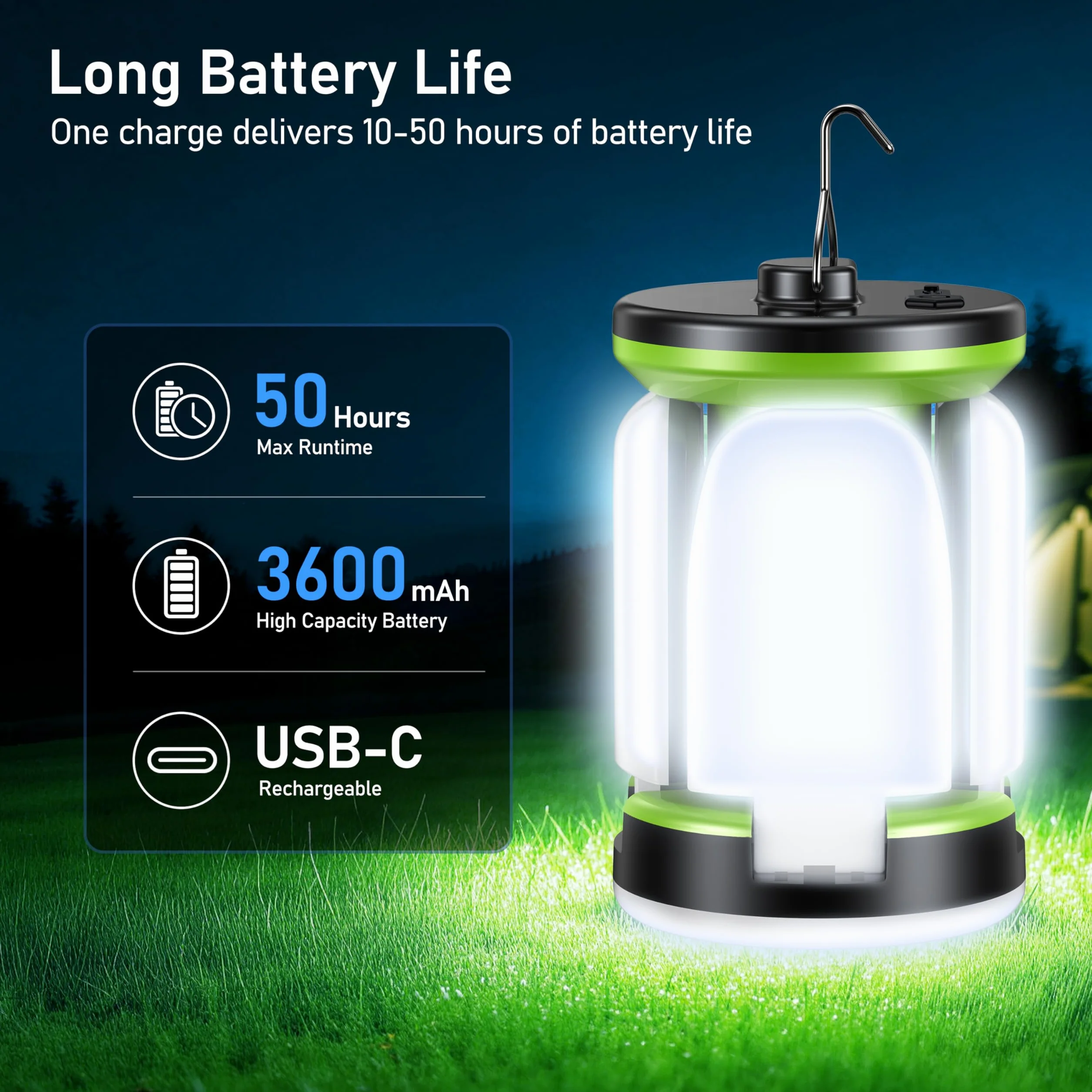 Blukar Lámpara Camping LED Recargable 60 LED 7 Modos Super Brillante 10 Horas Batería