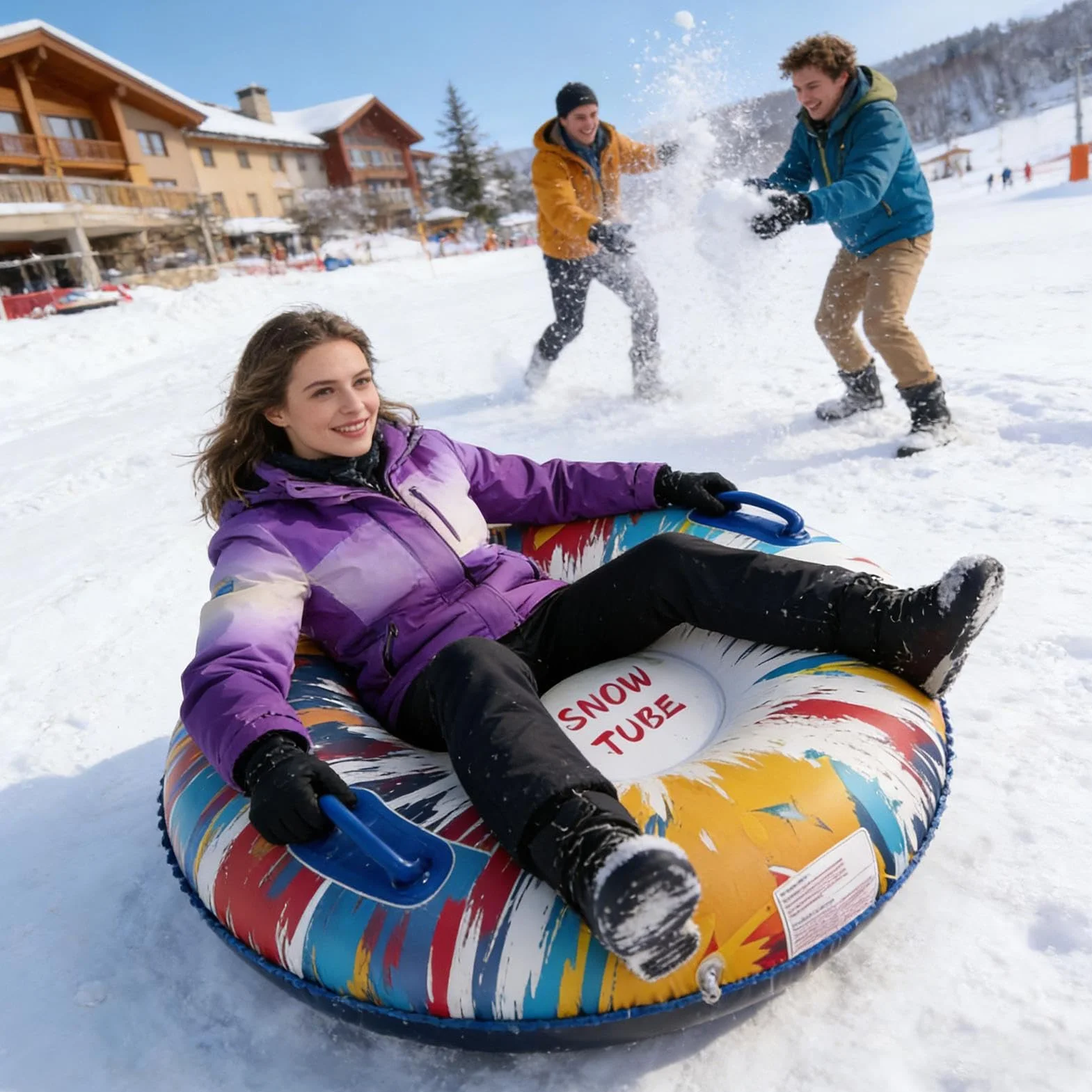 Trineo de Nieve Inflable de Alta Resistencia para Adultos y Familias