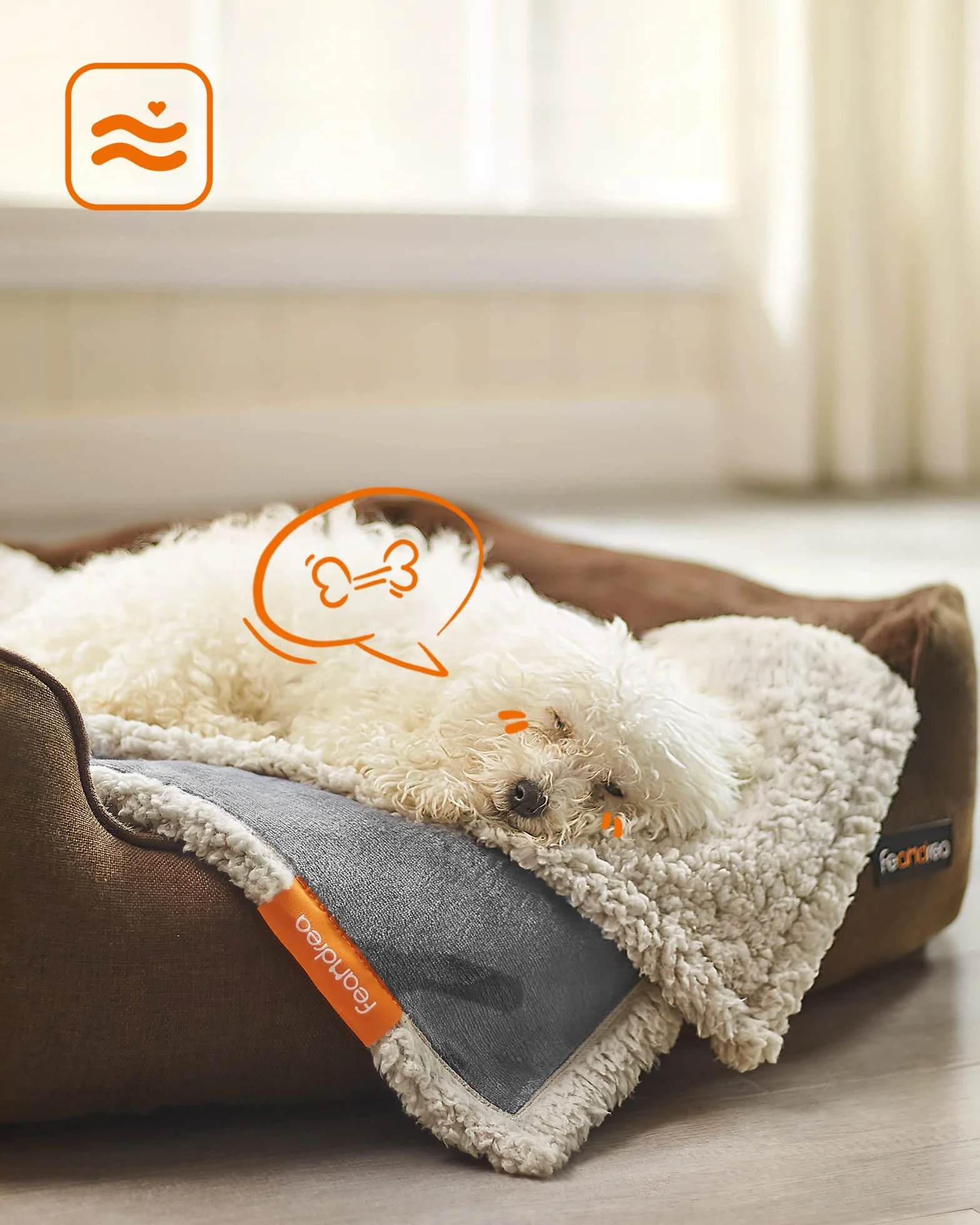 Feandrea Manta Impermeable para Perros, Vellón y Franela, para Perros Minialtura, Gatos, 73 x 63 cm, S, Reversible, Protección para Sofá, Cama, Lavable a Máquina, Gris PPB029G01