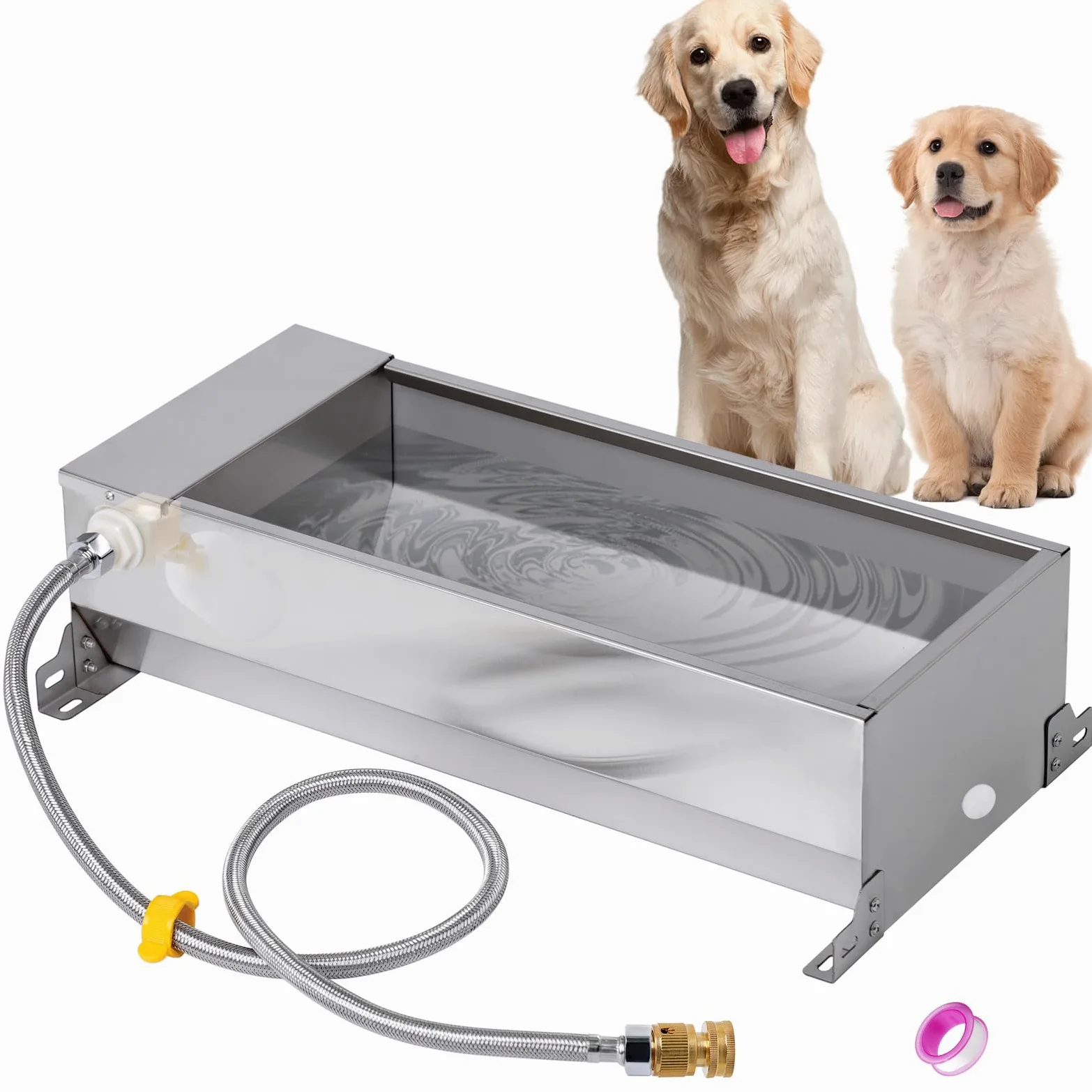 Canal automático de agua para ganado, tanque de agua para perros de gran capacidad, dispensador de cuenco de agua potable de acero inoxidable con kit de válvula flotante para caballo, cabra,