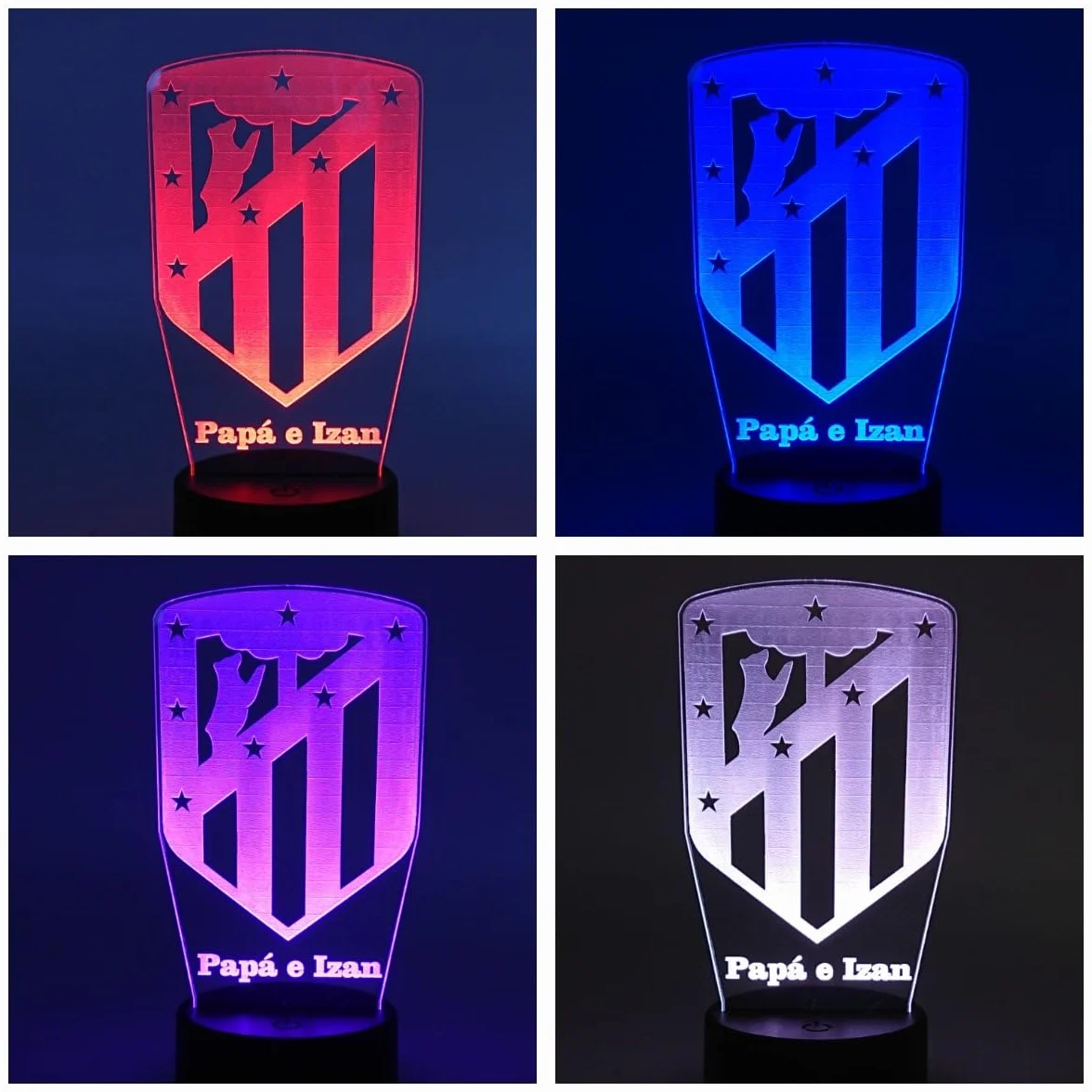 Lámpara LED RGB 16 colores con escudo Atlético de Madrid, regalo personalizado