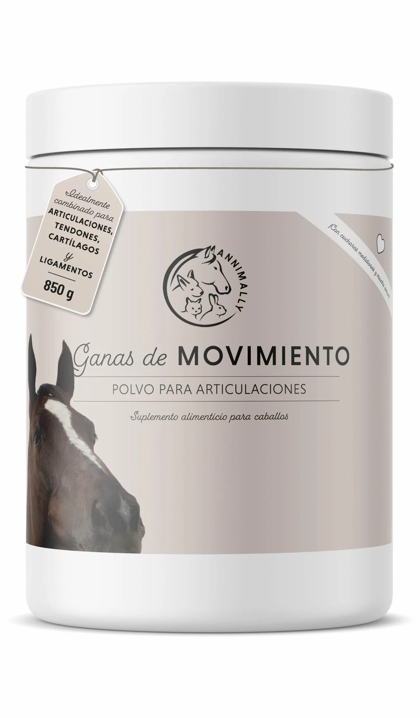 Annimally Polvo para articulaciones de Caballos 850g con Garra del Diablo, MSM Caballos (azufre), glucosamina Caballo, Acido hialurónico, condroitina - Complemento alimenticio Caballos