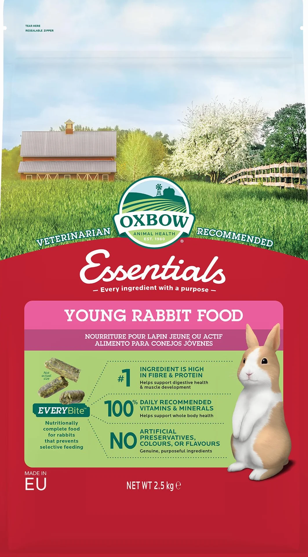 Oxbow Essentials Comida para Conejos Jóvenes - 2,5kg