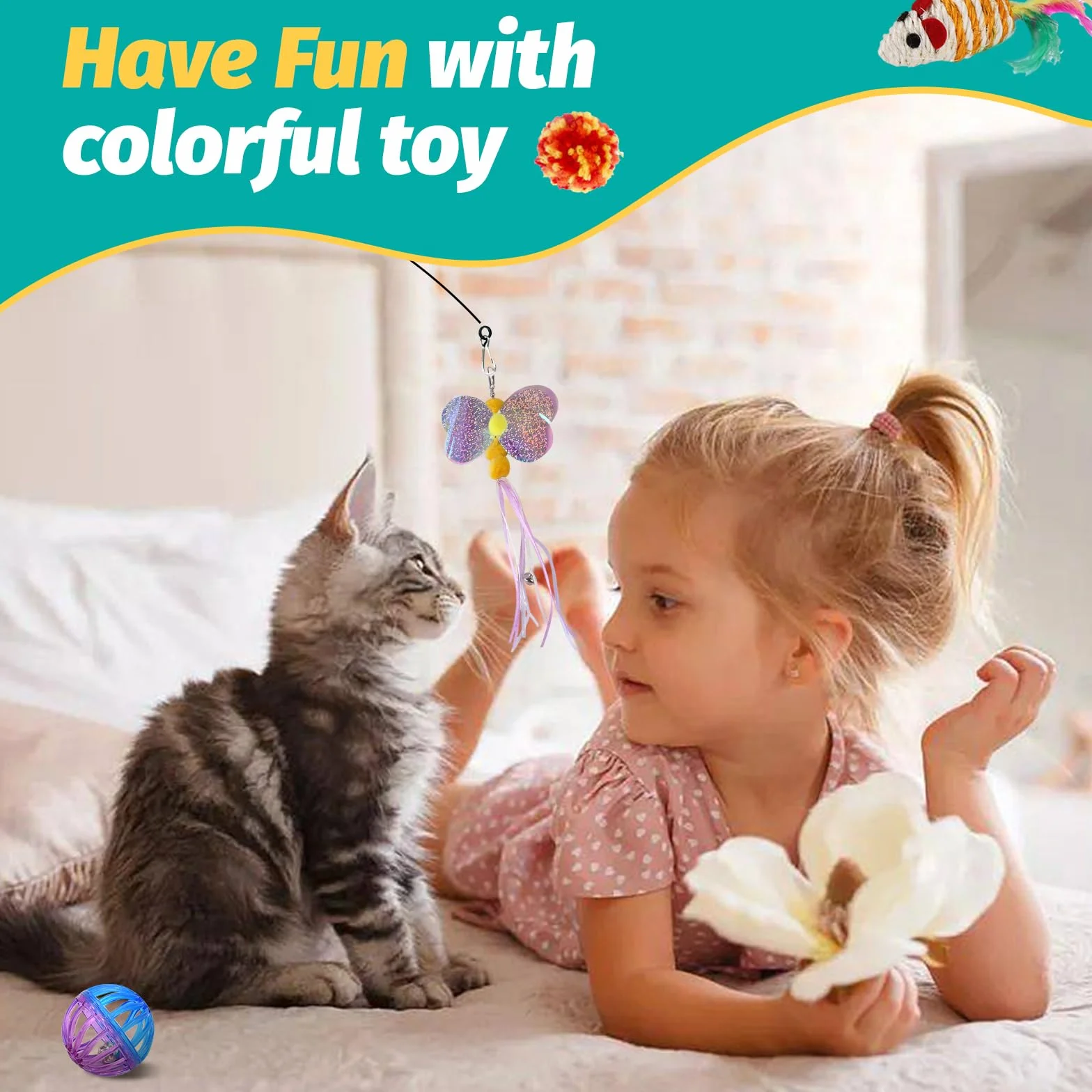 Set de 33 Piezas de Juguetes para Gatos - Túnel, Ratones, Varita de Plumas, Peces - Paquete de Variedad para Gatitos