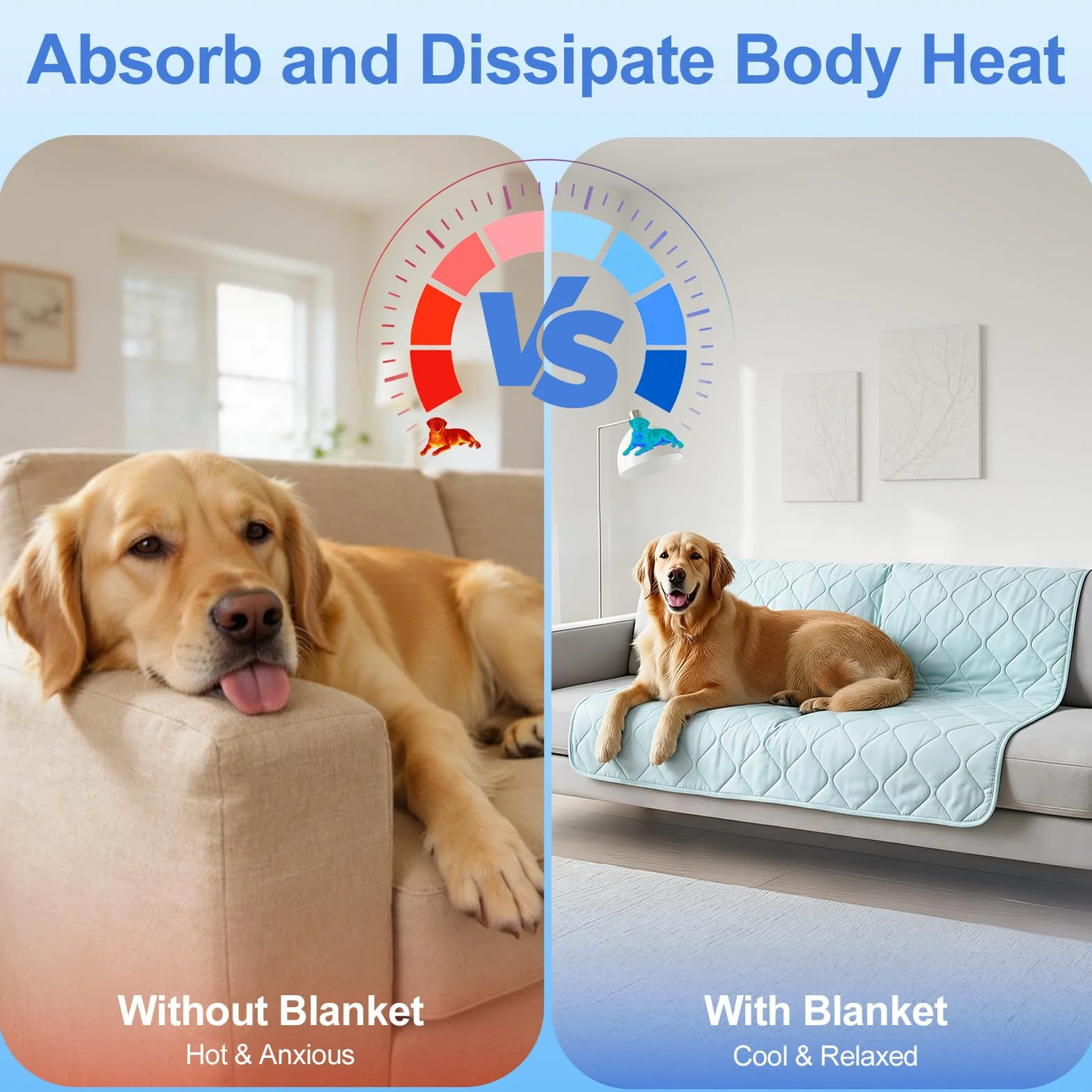 Manta Refrescante para Perros Q-MAX > 0,4, Manta Ligero Lavable para Mascotas, Multitamaño Autorrefrigerante para Gatos, Cama de Verano para Personas Calurosas, 94 × 120 cm, XL, Azul