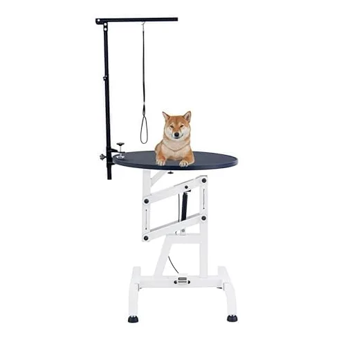 Mesa de aseo ajustable para perros con escritorio giratorio y brazo superior para profesionales del cuidado de mascotas