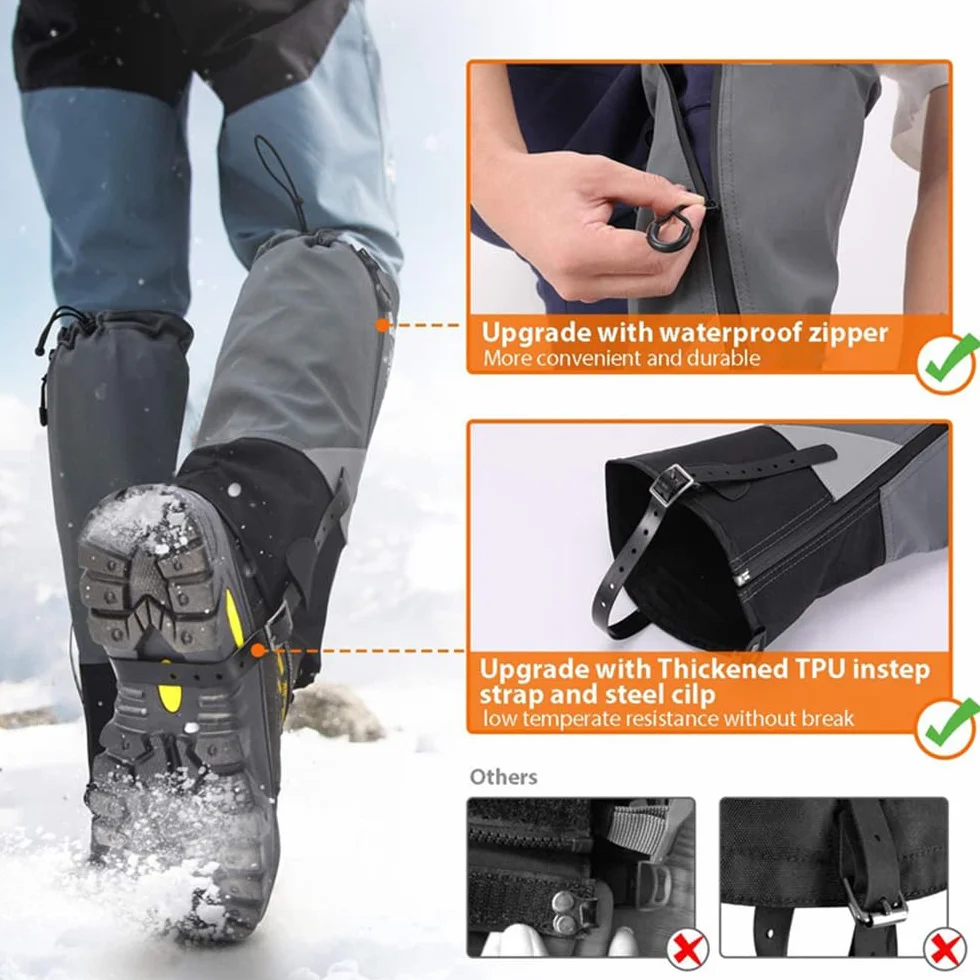 Polainas impermeables para hombre y mujer, senderismo y escalada