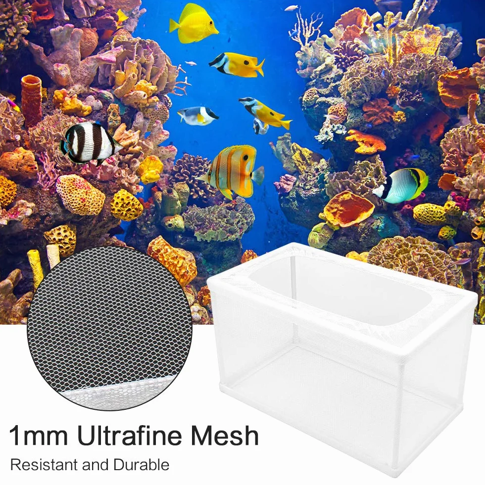 Incubadora de Peces de Acuario 2 Piezas Caja de Aislamiento de Peces, Red de Aislamiento para Acuarios con ventosa, para peces bebé, 26 x 15 cm