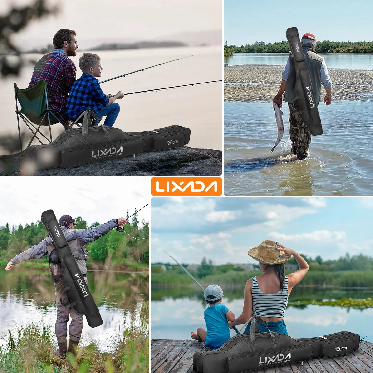 Lixada Bolsa Plegable para Caña de Pescar 100 cm 130 cm 150 cm