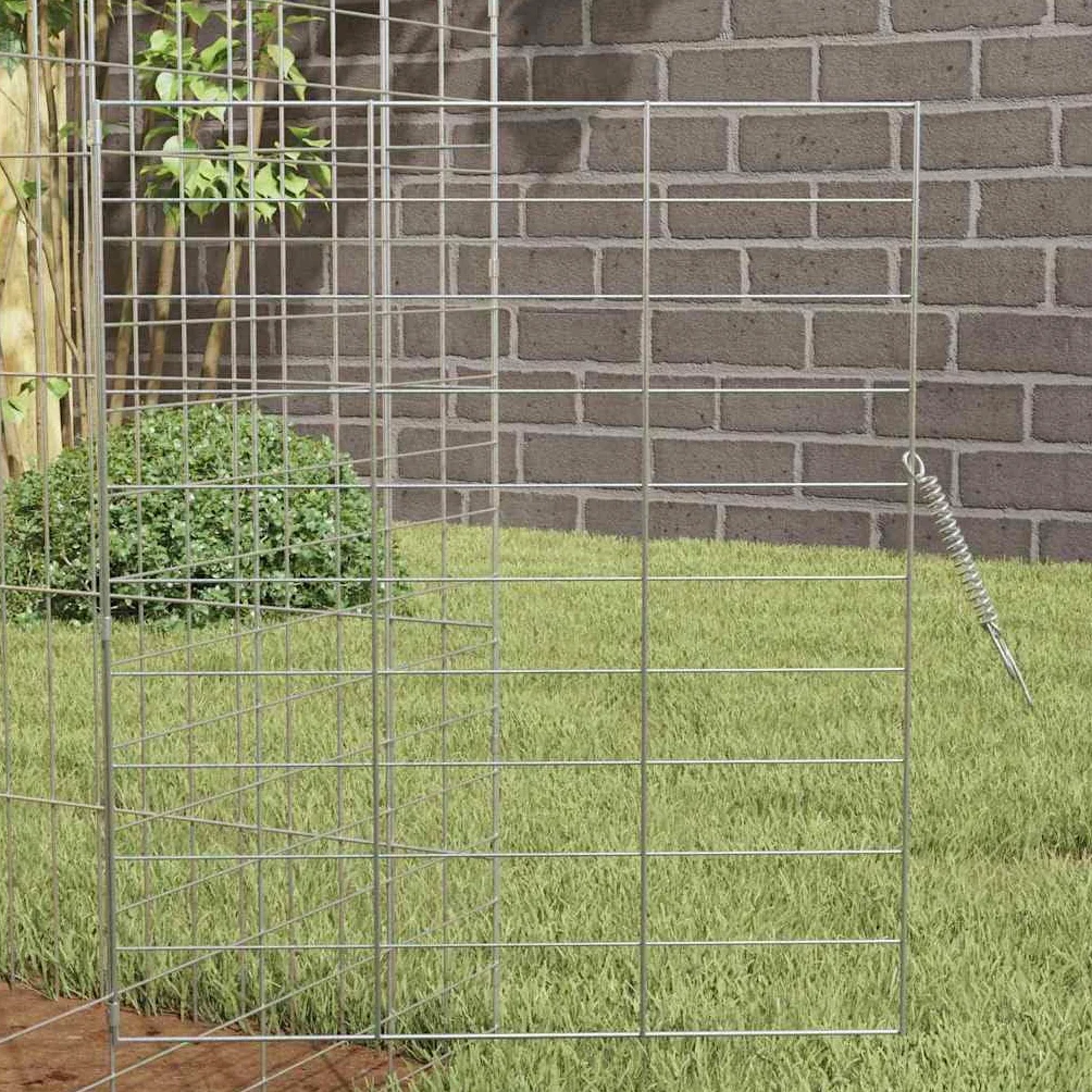 Jaula para conejos plateada, 100 x 78 x 78 cm, acero galvanizado, jaula para animales pequeños, ideal para exteriores e interiores, sin techo
