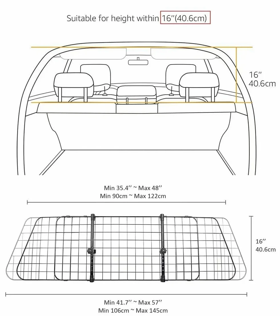 Red De Barrera para Perro De Coche para Cupra Formentor 2020-2024, Acero Separador MetáLico para, Barrera Seguridad, Protector De Seguridad para Viajes