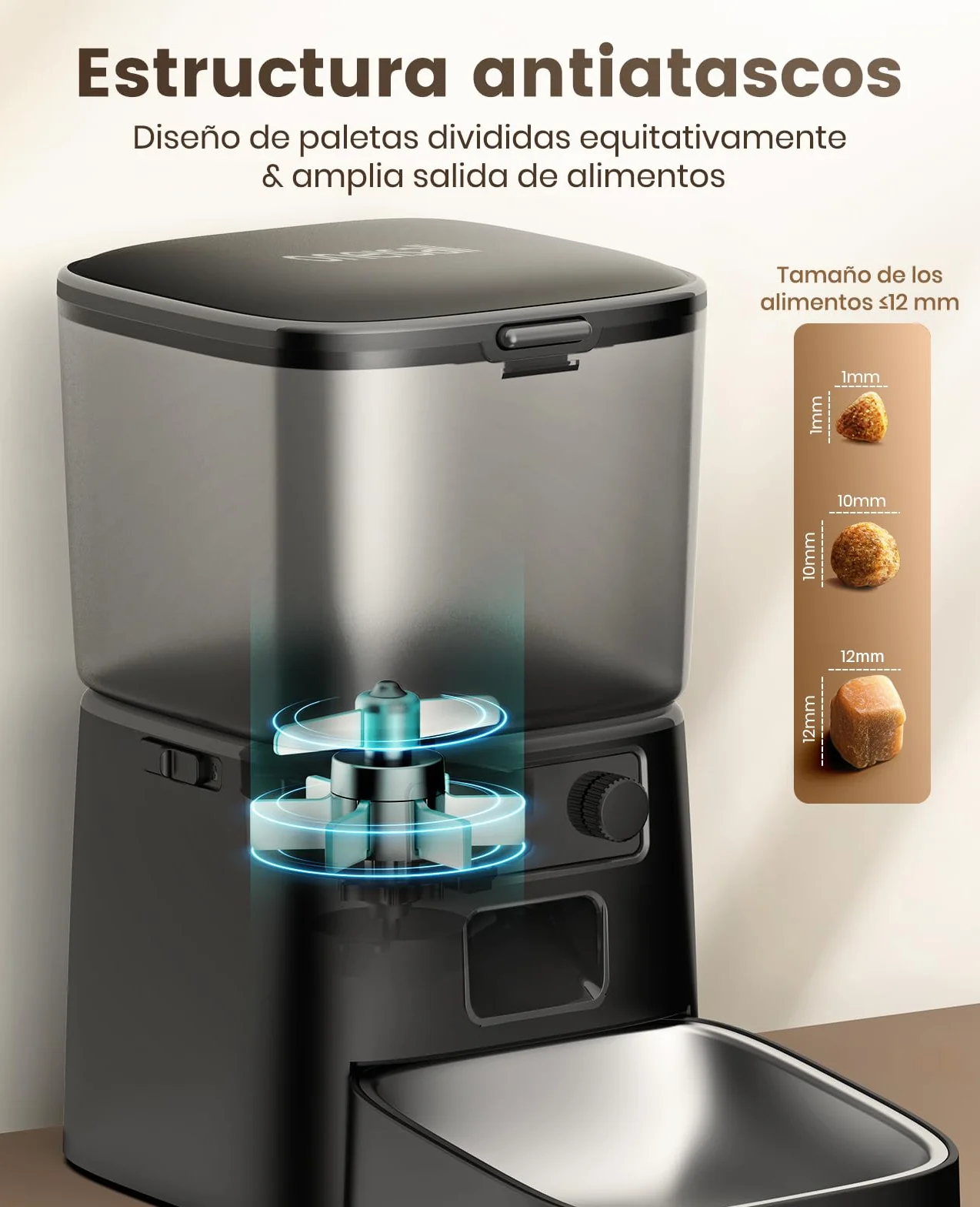 oneisall 3.5L Comedero automático para Gatos, Comedero Inteligente WiFi para Gatos, Control App, 1-10 Comidas al día, Dispensador de Comida para Gato/Perro, con Cuenco de Acero Inoxidable