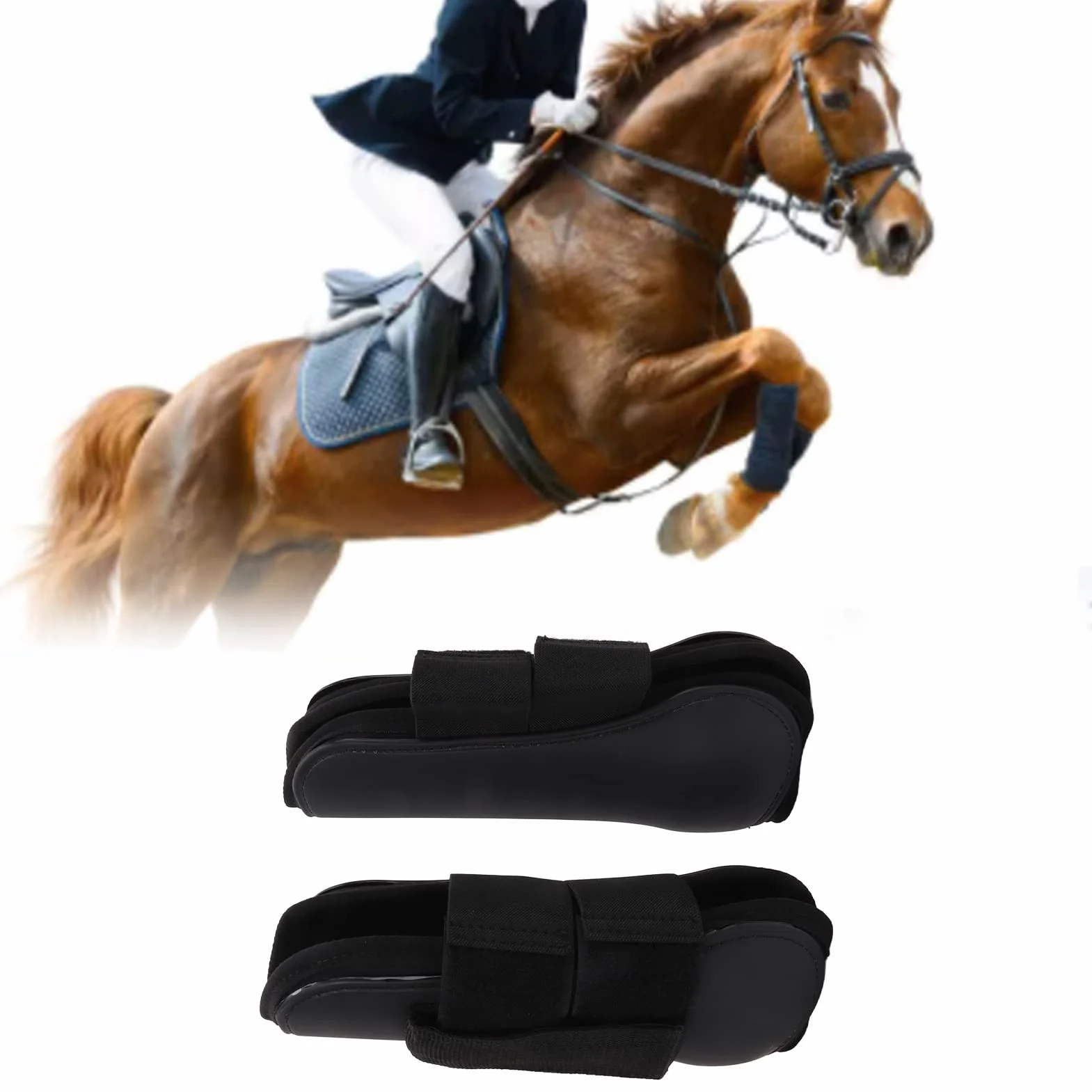 Botas profesionales XL de protección para patas delanteras de caballo, soporte de tendón de alto rendimiento para montar y saltar competitivos, ajuste seguro, equipo de protección para deportes