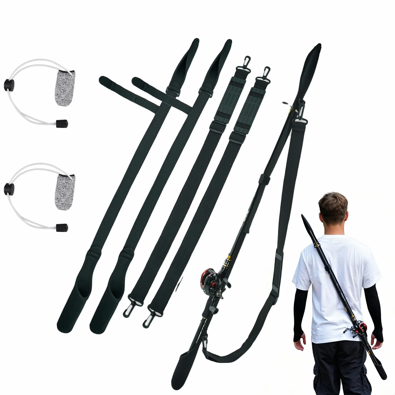 Funda protectora de caña de pescar de neopreno ajustable 80-130 cm con correa