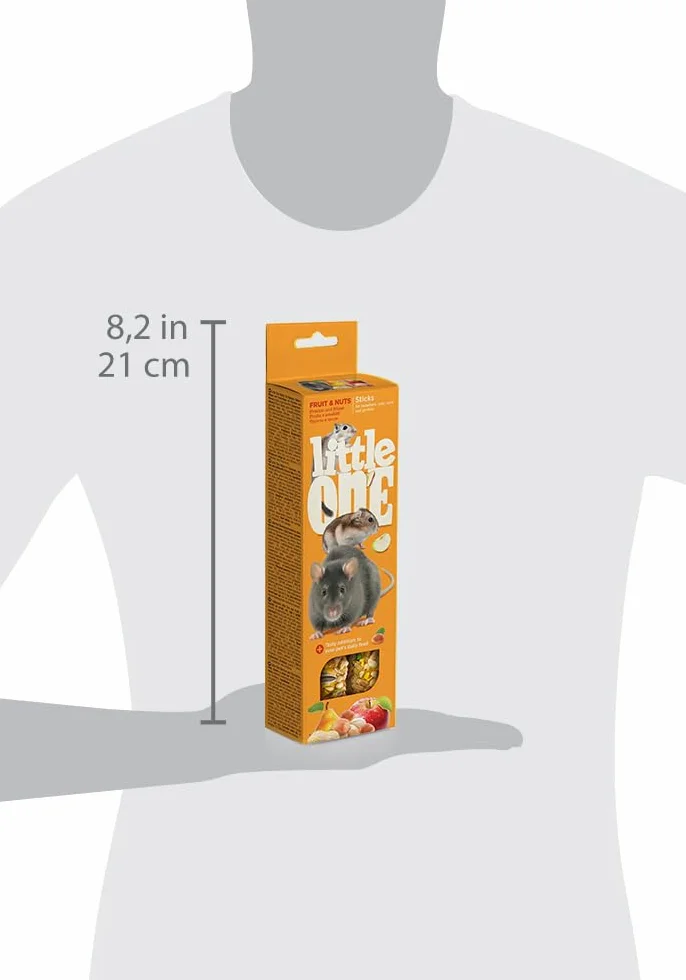 Little One Fruit & Nuts Sticks | 120 g (2 x 60 g) | Snack complementario para hámsters, Ratas, Ratones y jerbos | con Frutas y nueces | Fácil de Sujetar