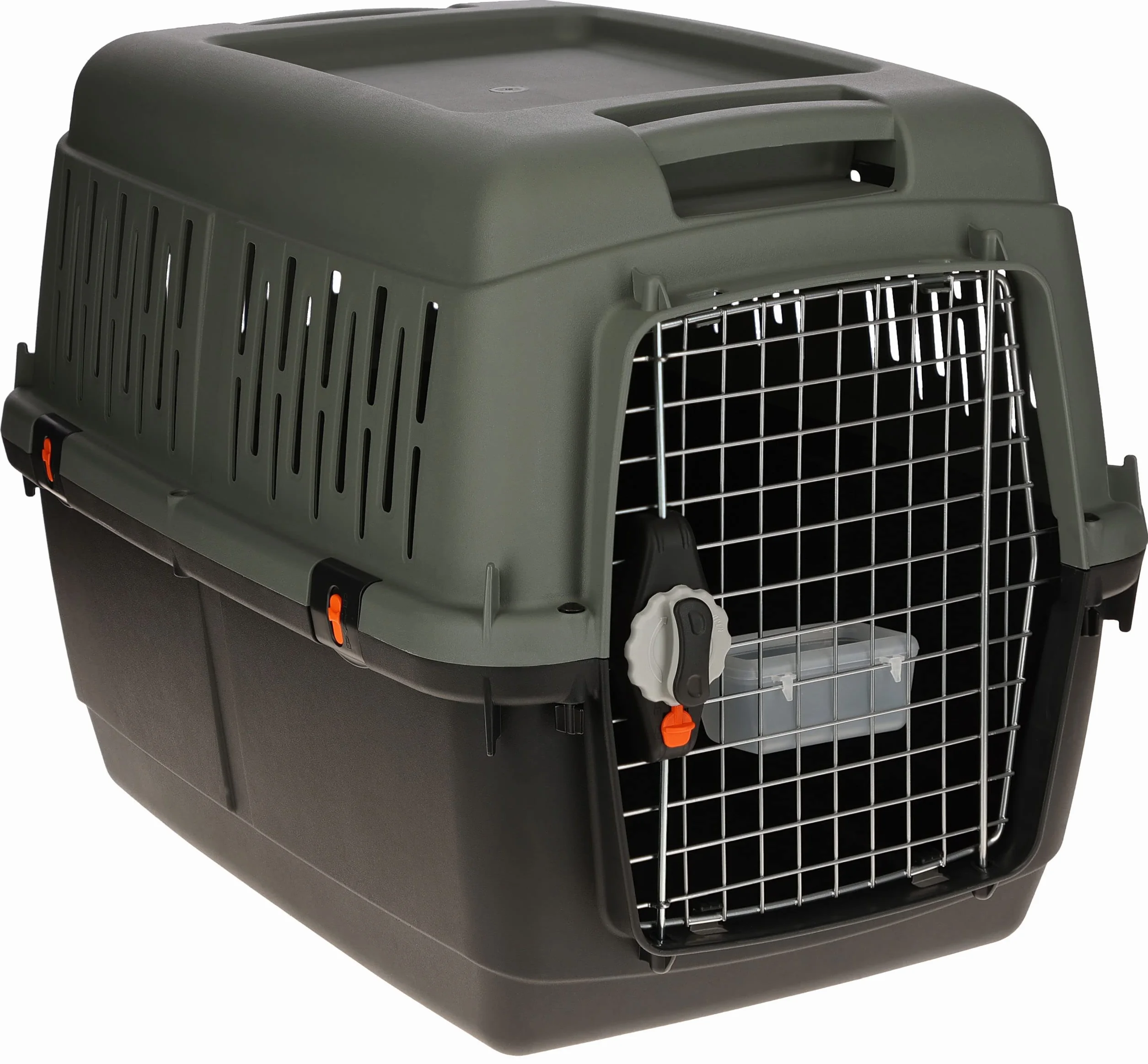 Kerbl Pet Caja de Transporte Eco, para, Perros, Antracita/Gris Verdoso, 81x60x61,5 cm, plástico, 15-40 kg, Apta para Viajes en avión, con Puerta metálica