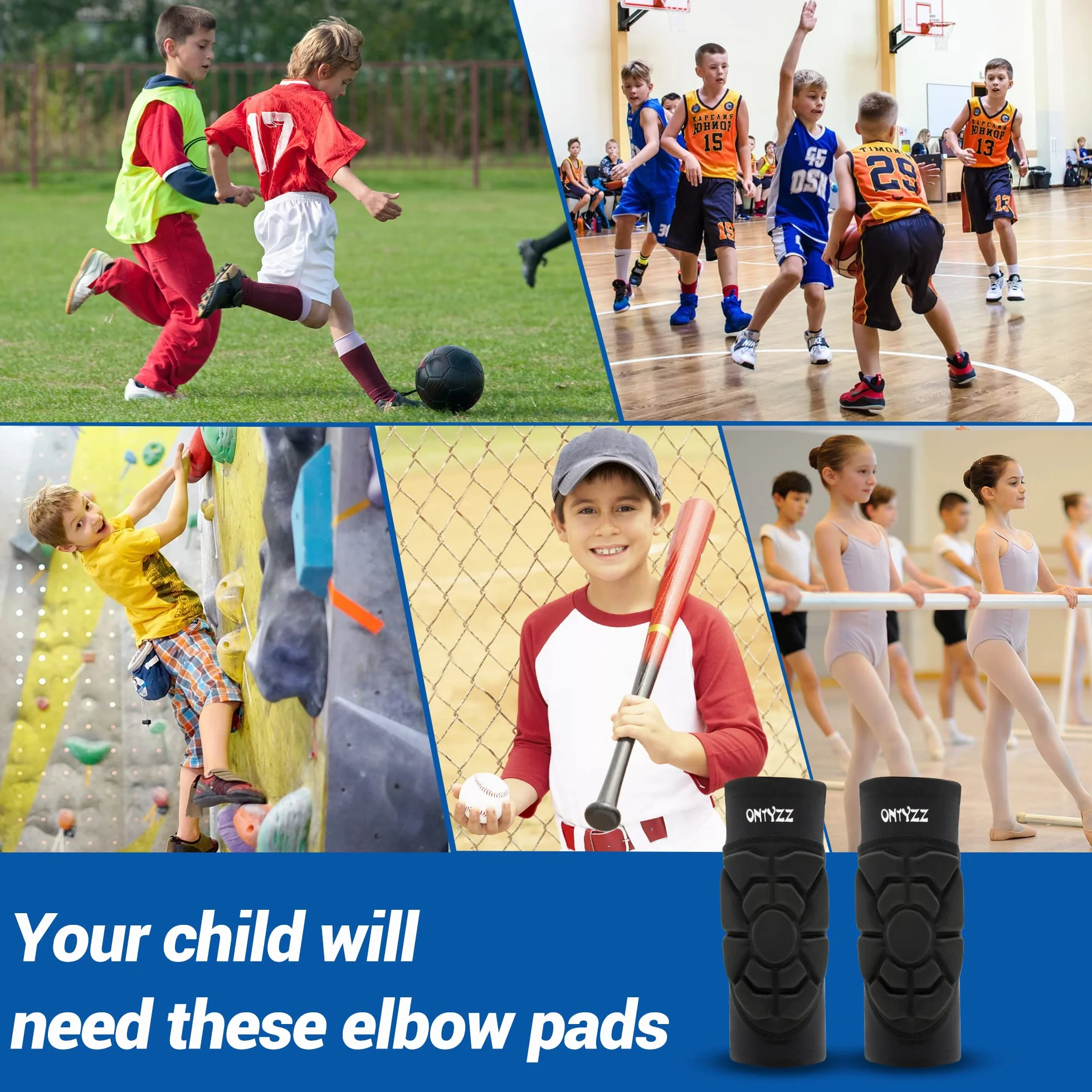 Codera Niños Baloncesto Ligero Flexible Cómodo Manga Brazo Portero Futbol Sala Protecciones Deportivas 1 Par Voleibol MTB Balonmano Proteccion Codo