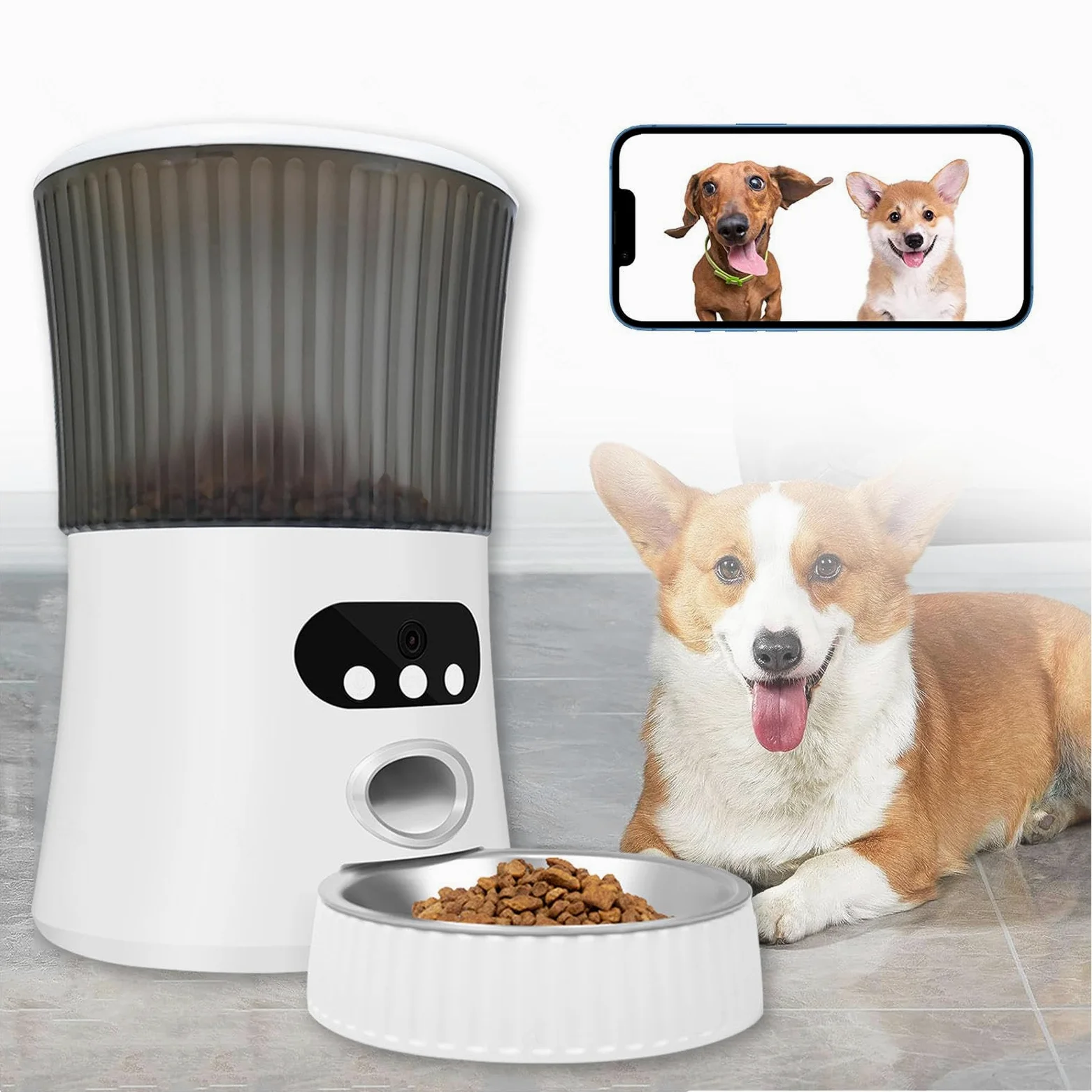 Comedero Automático para Gatos, 6L 2.4G WLAN,con App Control, Full 1080p HD Cámara y Visión Nocturna Comedero Automatico para Gatos, Comedero para Gatos