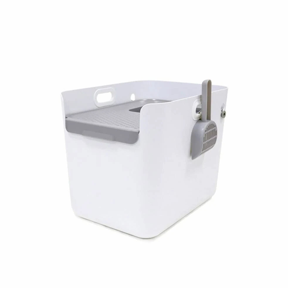 Cajas de Arena Clamshell Cable Capa Caja DE Lacker Super Grande Semi-COMPRESTORIO Space Top-INTERMENTE con EL Inicio DE ARENAJE con LA Pala Arenero ​Gatos (Color : White)