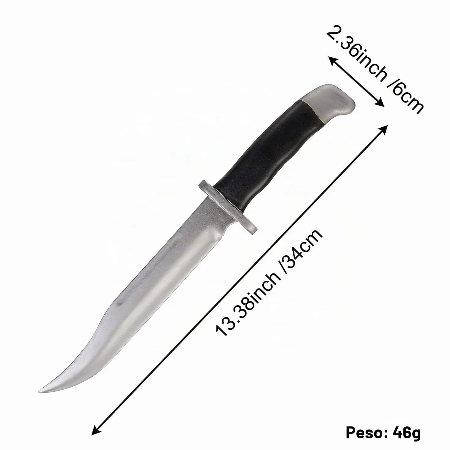 Cuchillo falso de entrenamiento de goma de espuma de 13.5" para Halloween y artes marciales
