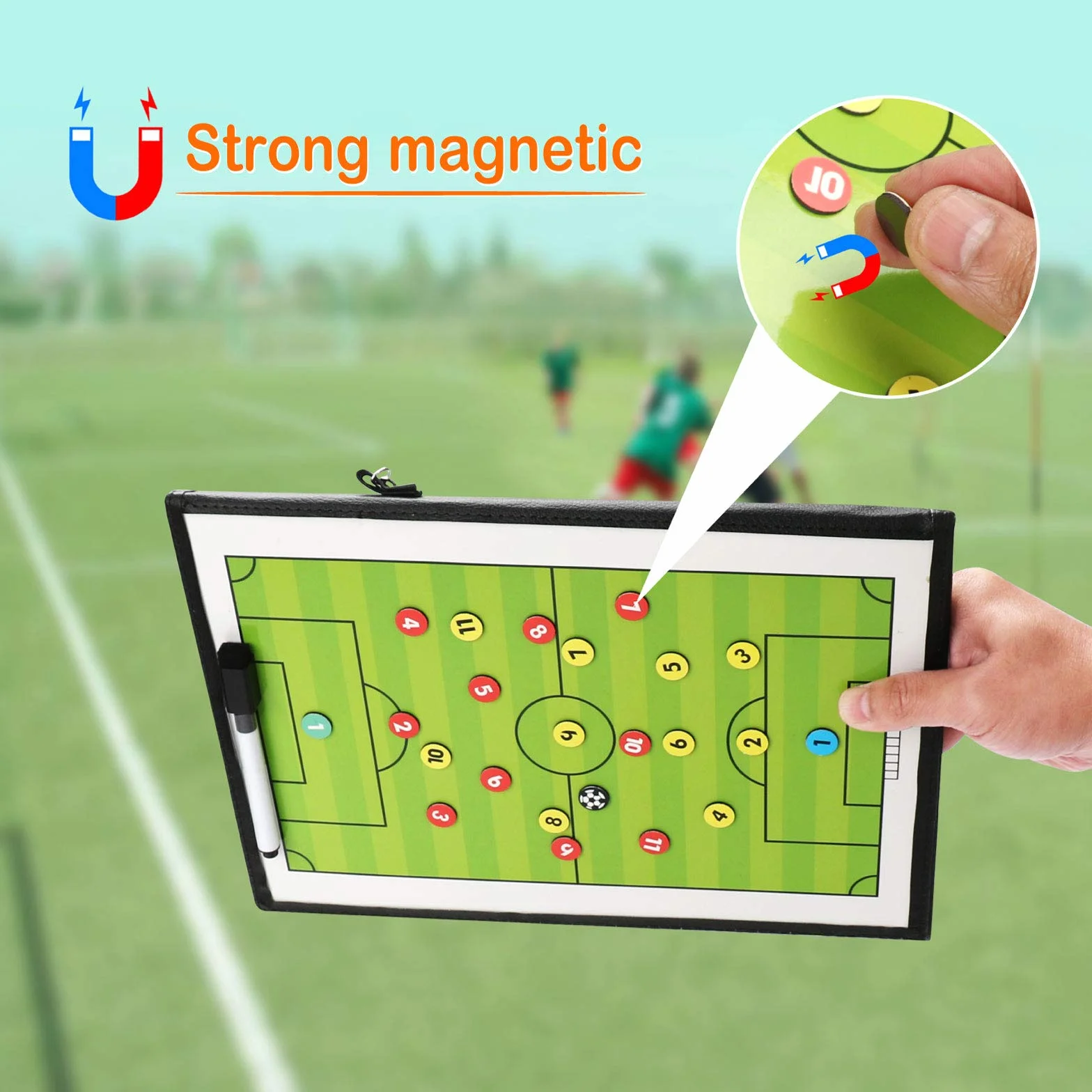 RoseFlower Pizarra Táctica de Fútbol Plegable con Imanes para Entrenamiento Deportivo