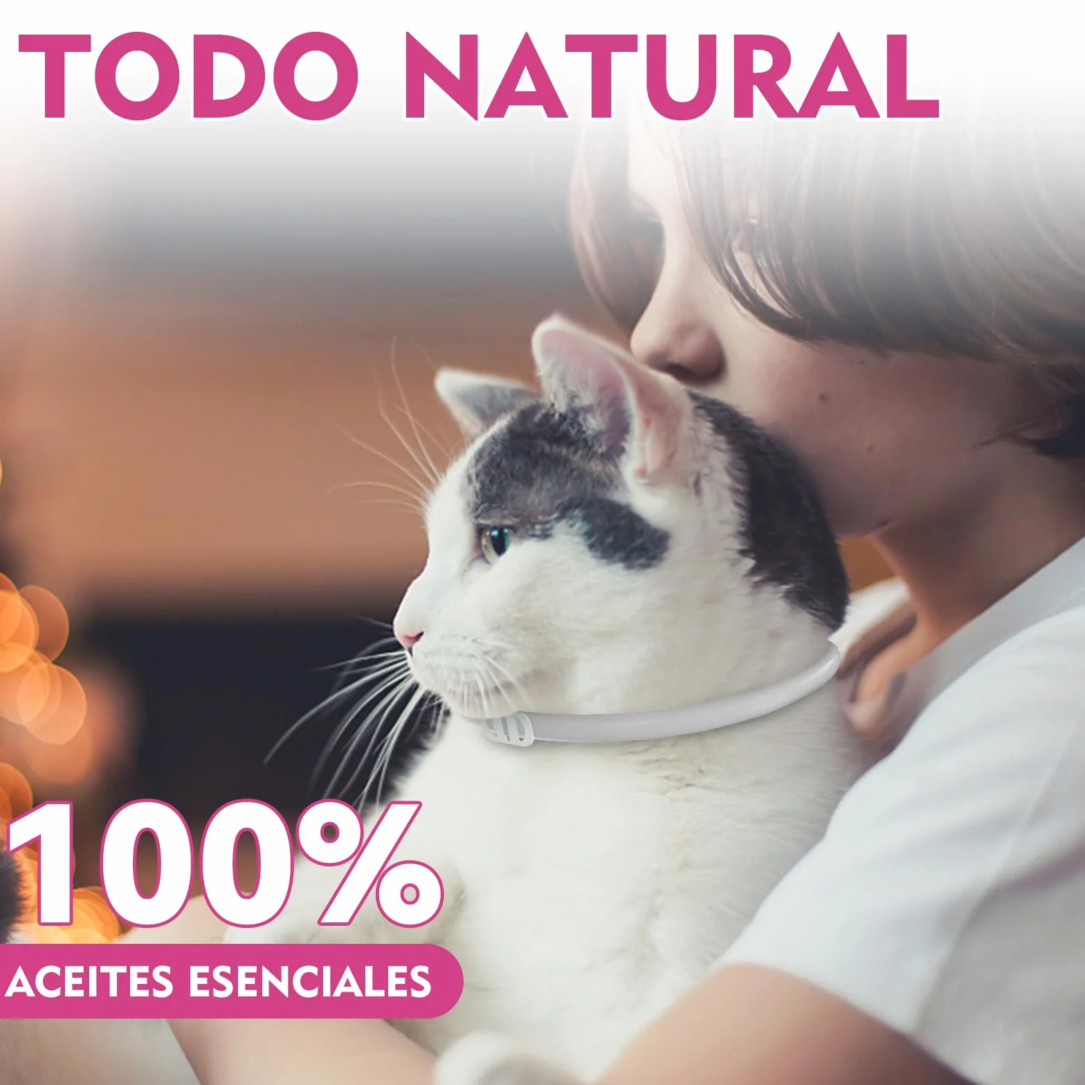 Collar Antiparasitario Gatos, Collar Antipulgas Gatos Natural, Protección 12 Meses Impermeable, Ajustable 48 cm Seguro y Cómodo para Todo Tipo de Gatos (48CM)