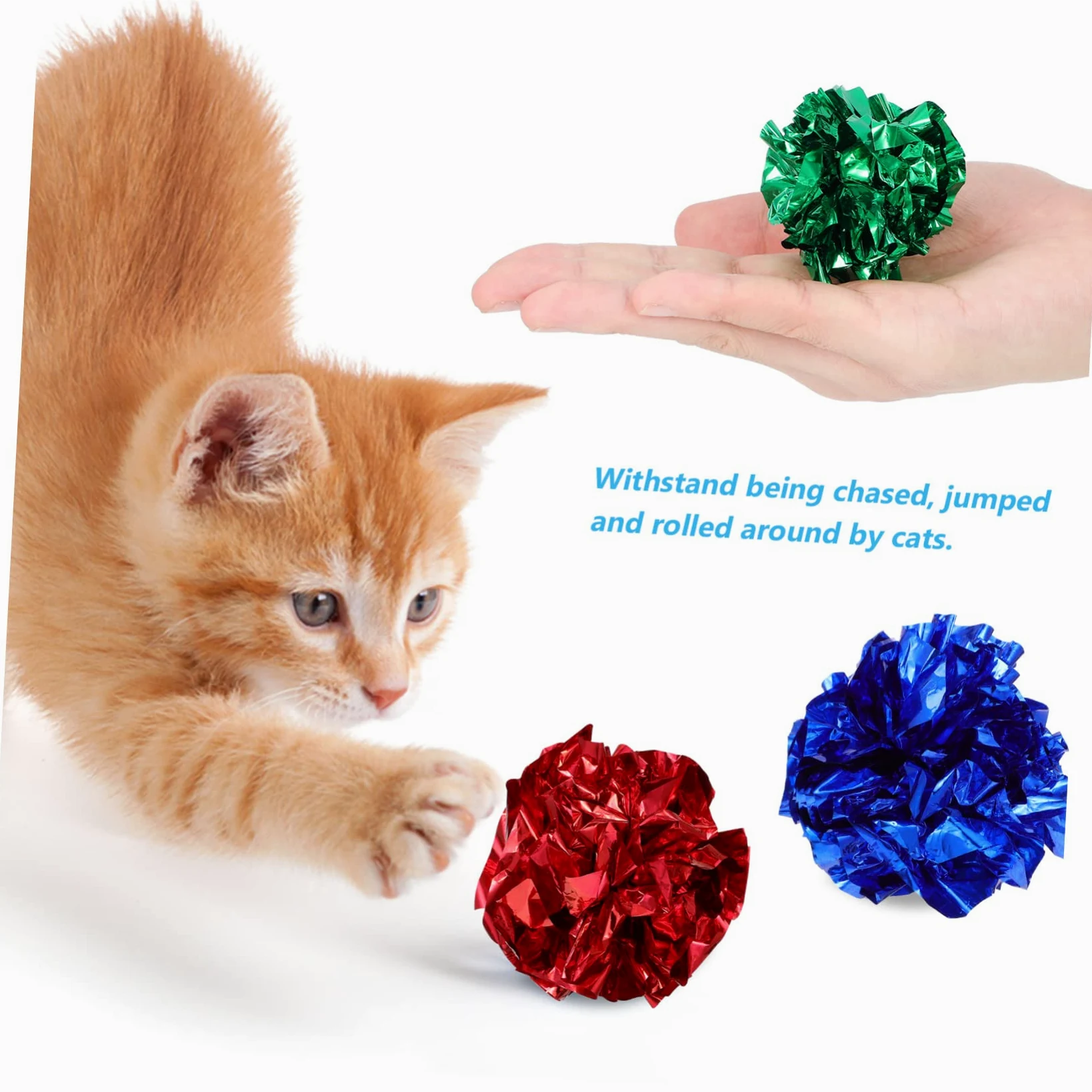 Happyyami 125piezas De Juguete para Gatos Bolas De Crinkle Interactivas con Sonido Juguetes De Felpa Coloridos para Gatitos y Gatos Interiores