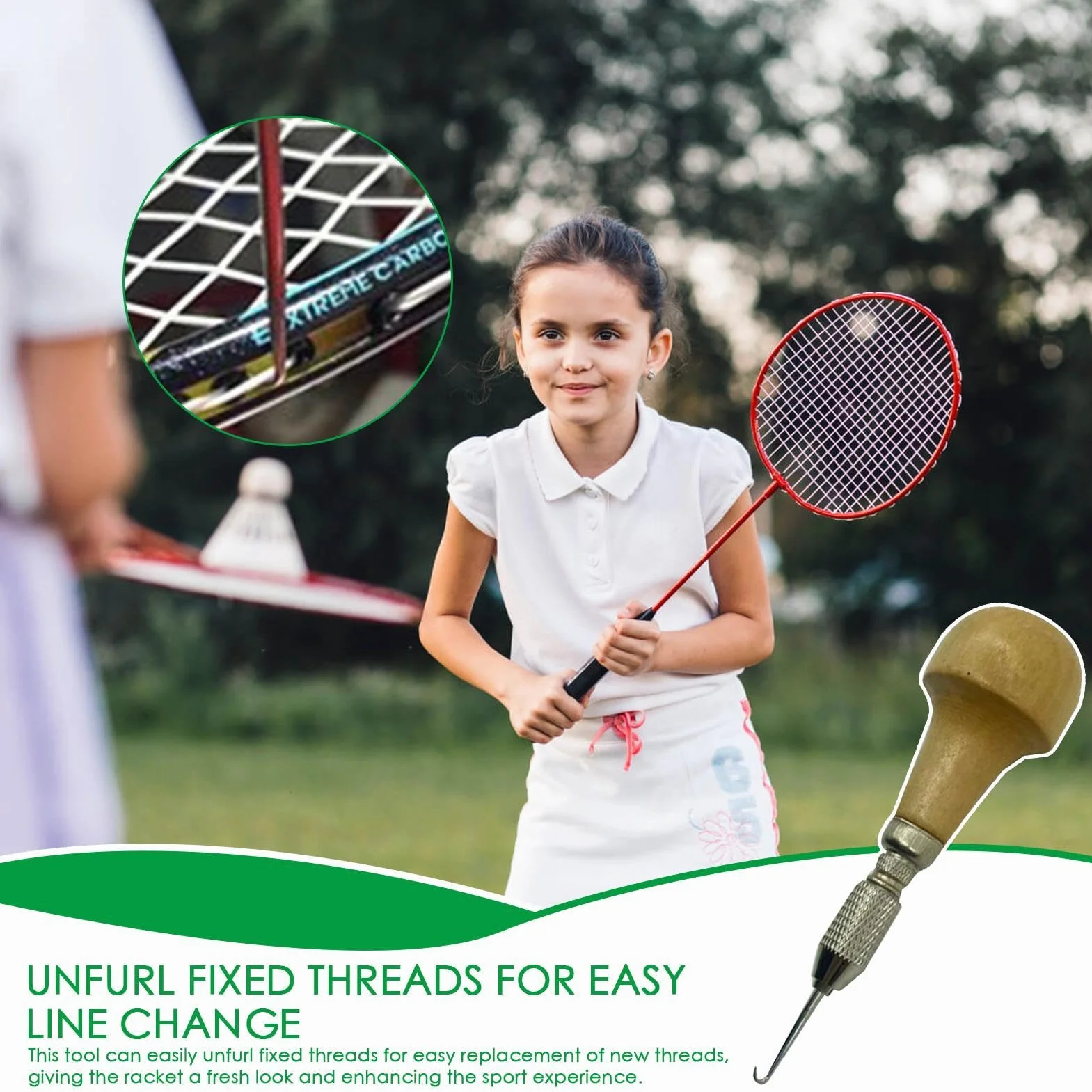 Herramienta para encordar Raquetas de Tenis, Squash y Bádminton, Extractor de Cuerdas de Bricolaje