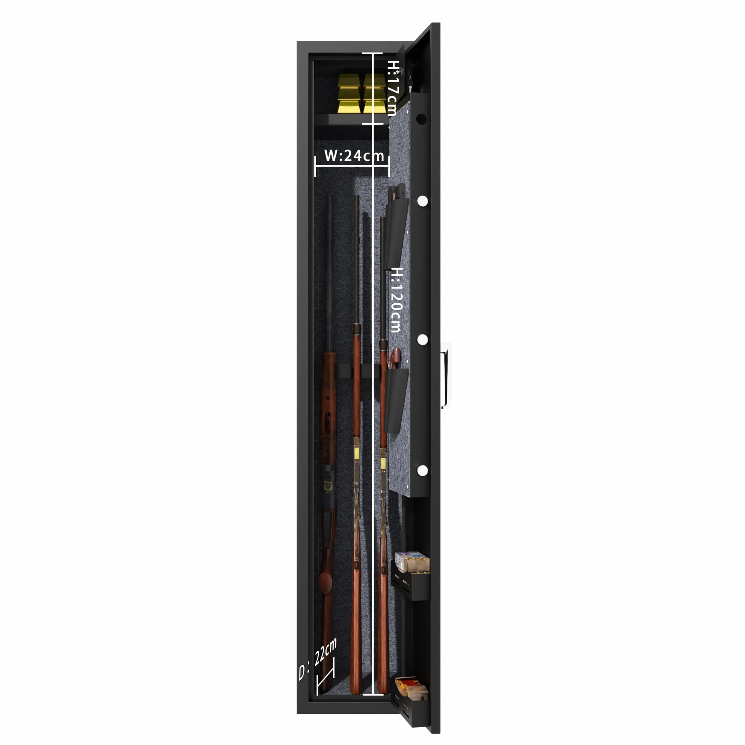 Armario para rifles con cerradura de combinación, caja fuerte para 3 armas largas, acceso rápido, negro
