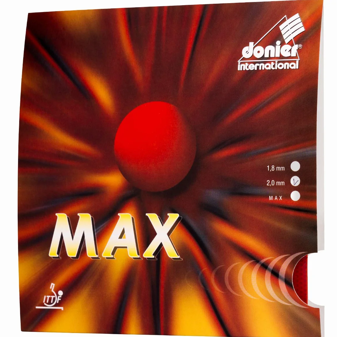 Donier Goma de Ping Pong MAX 2,0 mm Negro Tenis de Mesa Alta Velocidad Control