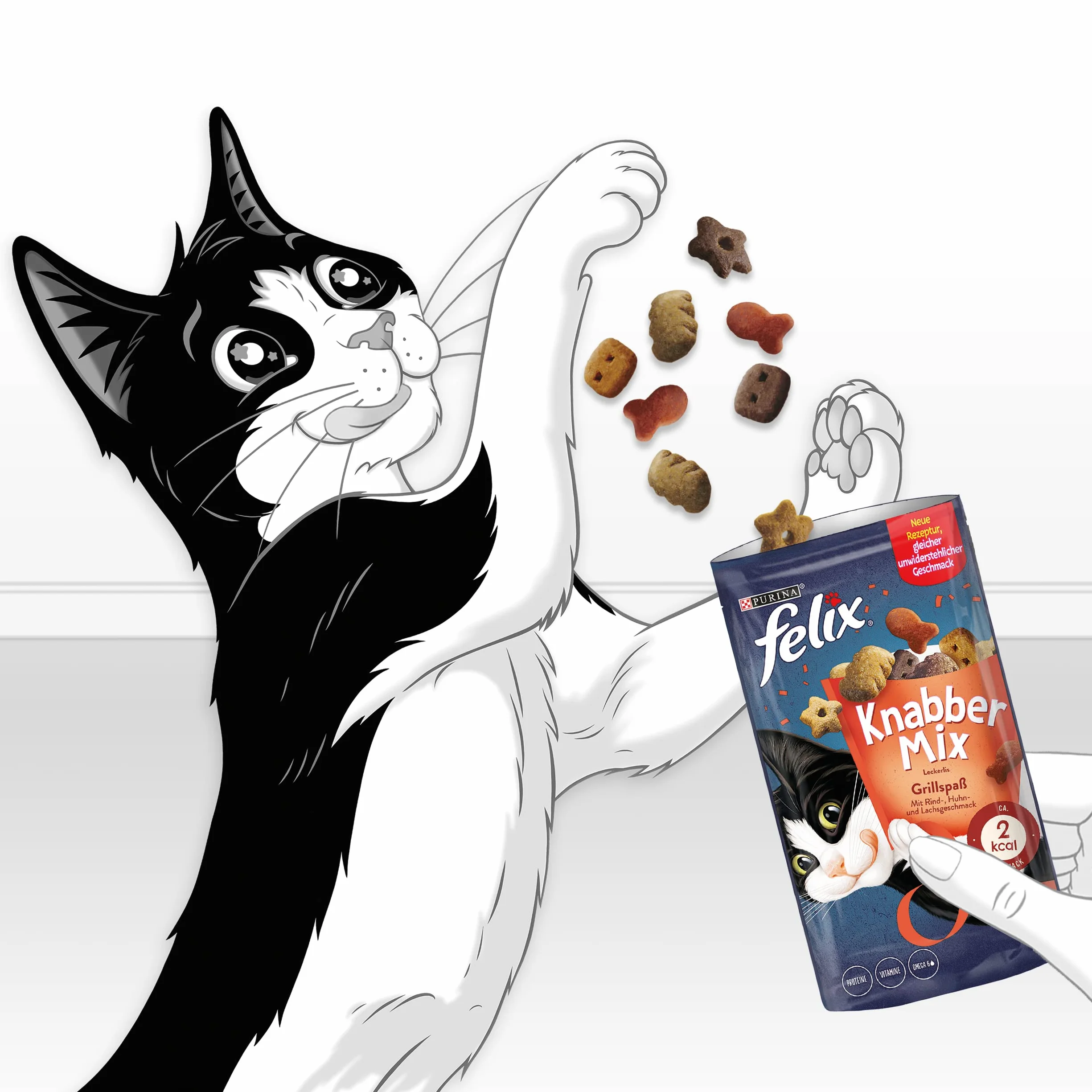 Felix Golosinas para Gatos Knabber Mix, Pack de 8 (8 Paquetes de 60 g)