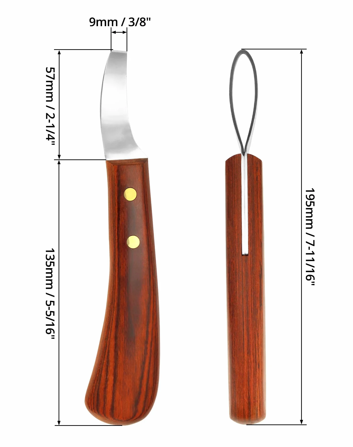 QWORK® Cuchillo para pezuñas de Acero Inoxidable de Primera Calidad con Mango, Cuchillo para bucles, Herramienta para Recortar pezuñas para Caballos