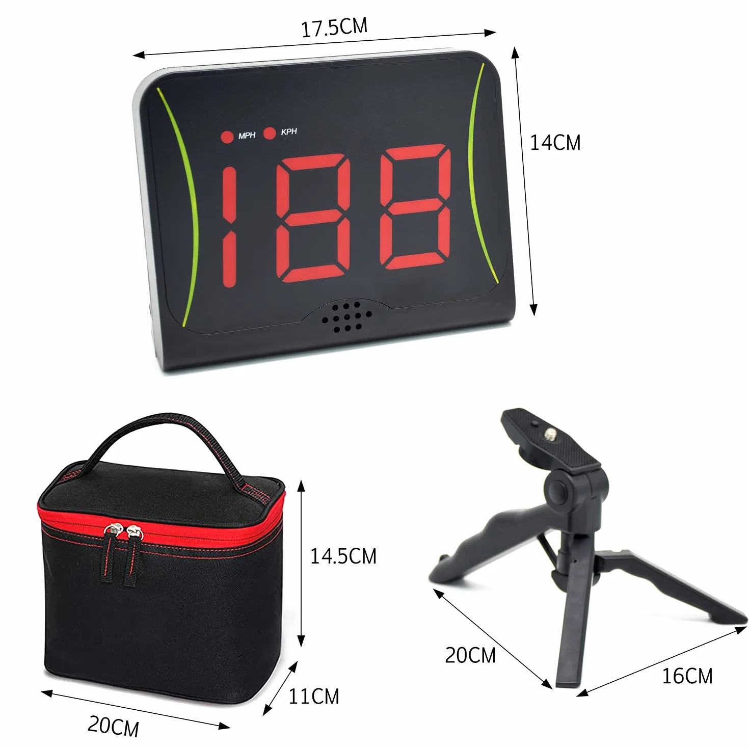 Radar de velocidad de béisbol OYE con LED rojo, medición MPH y KPH para hockey, fútbol