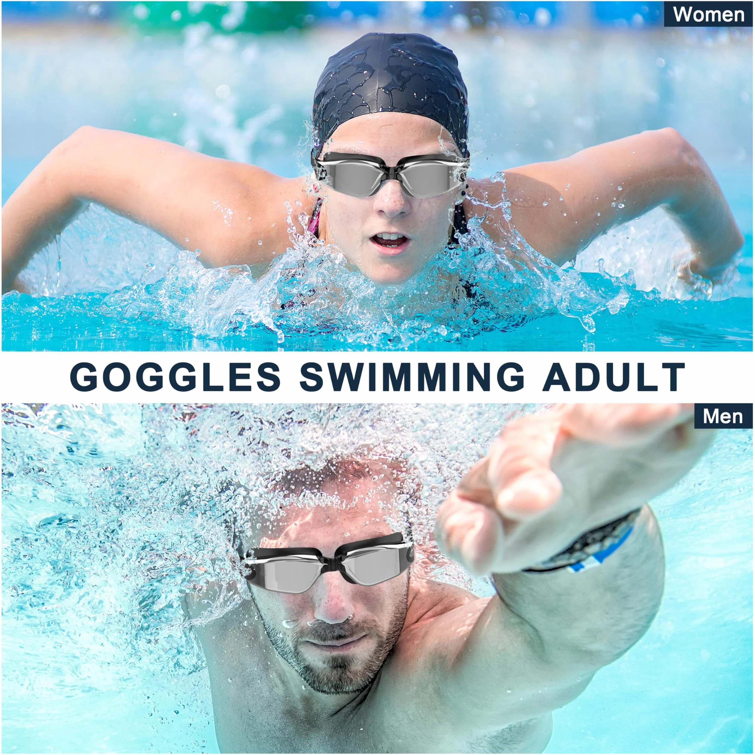Gafas Natacion Unisex Antivaho HD Proteccion UV Impermeables Ajuste Seguro Adultos