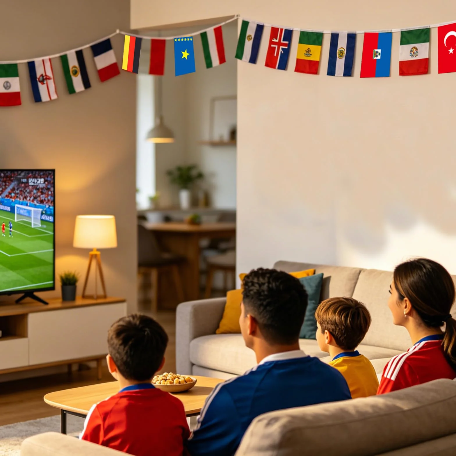 Guirnalda de Banderas del Mundial 2026 15m 48 Selecciones Decoración para Fiestas de Fútbol