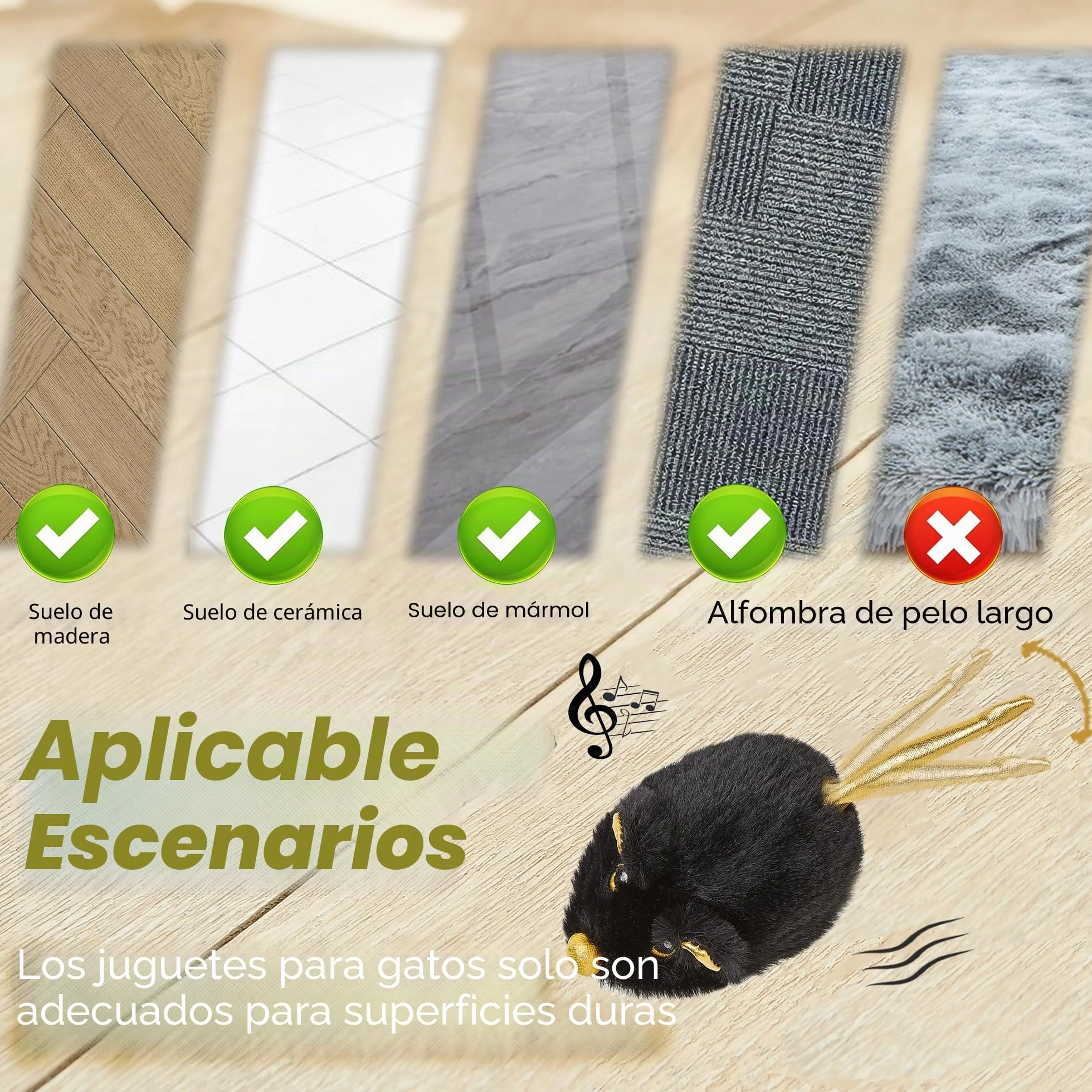 Vealind Juguete Eléctrico para Gatos, Ratón de Juego con Movimiento, Recargable por USB, Interactivo (Negro)