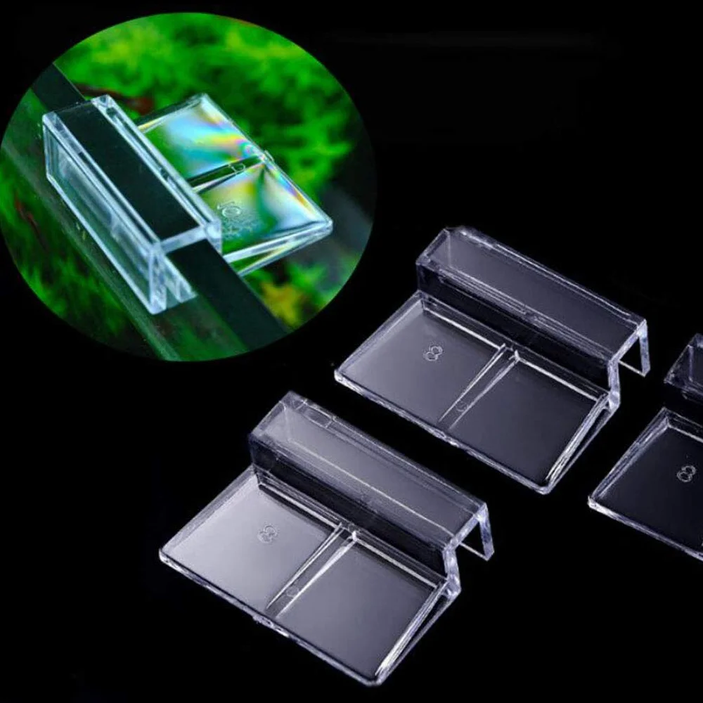 4 soportes de plástico transparente para acuario, cubierta de cristal, accesorios para acuario