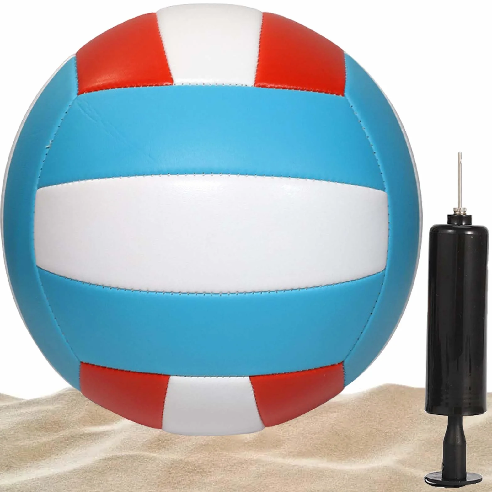 Pelota de voleibol oficial tamaño 5 PVC suave con bomba azul blanco rojo