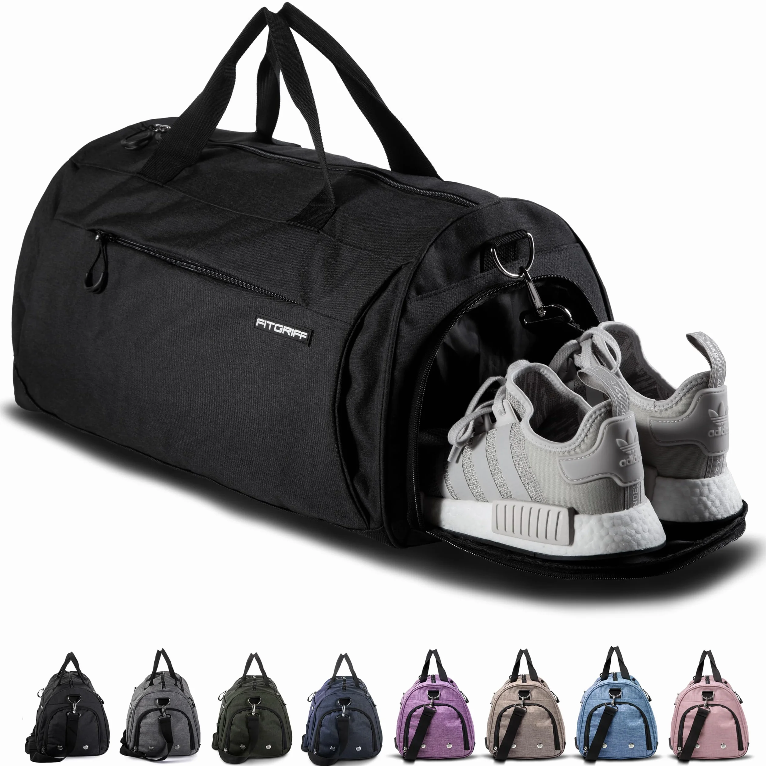 Fitgriff® Bolsa Deporte V1 Mujer y Hombre - Gym Bag con Compartimento para Zapatos y Humeda